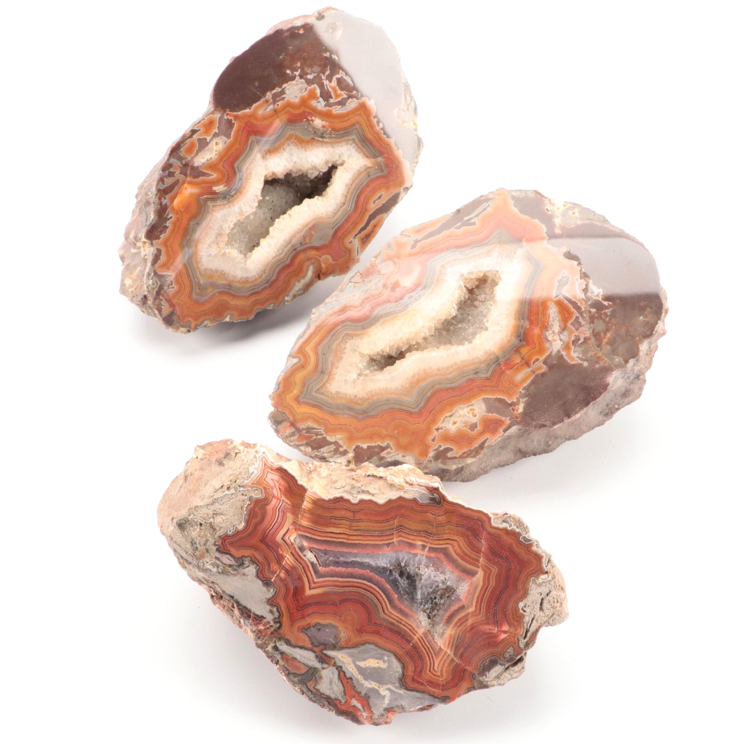 Sard and Banded Agate Geode Slabs