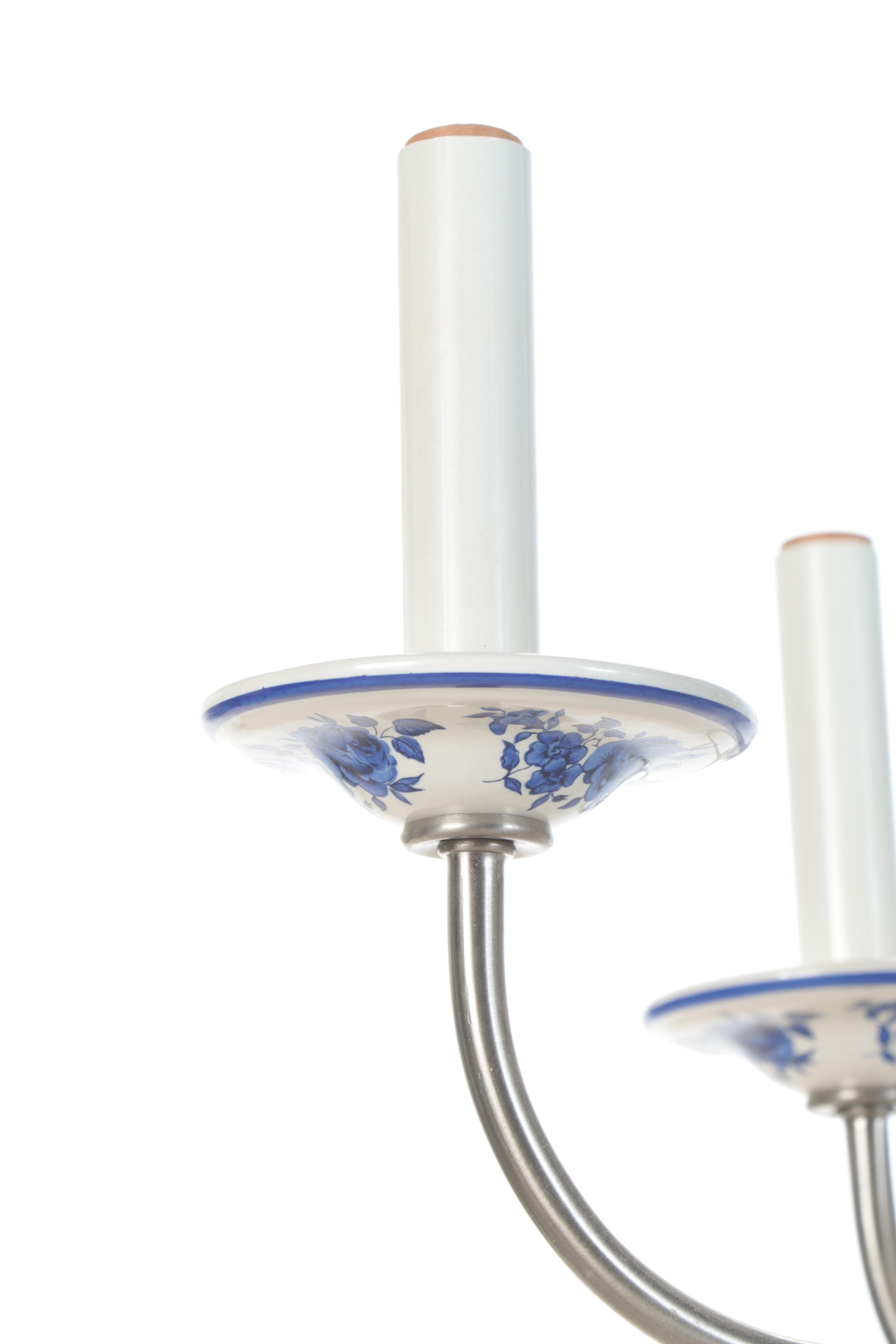 Thomas Industries and Other Blue and White Delft Style Ceramic Chandeliers