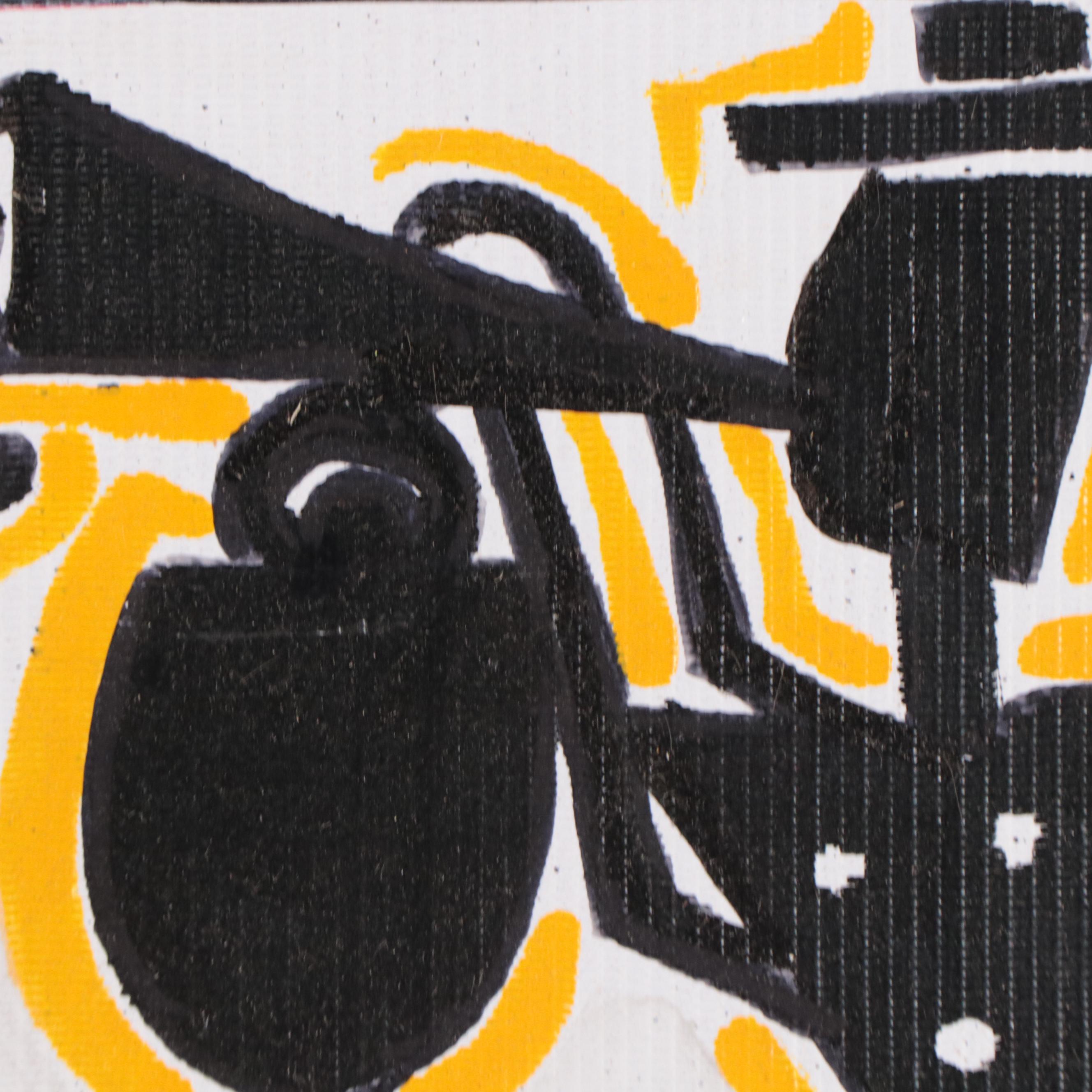 T. J. Mayakiri Folk Art Style Figurative Acrylic Painting, 1992