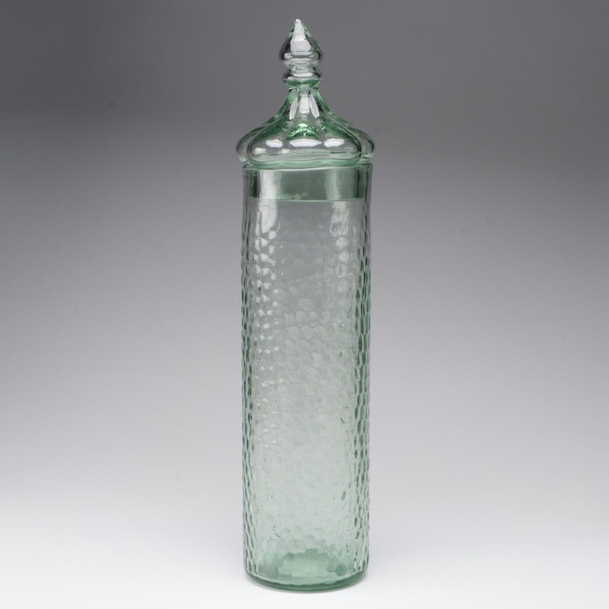 Sea Green Textured Glass Jar