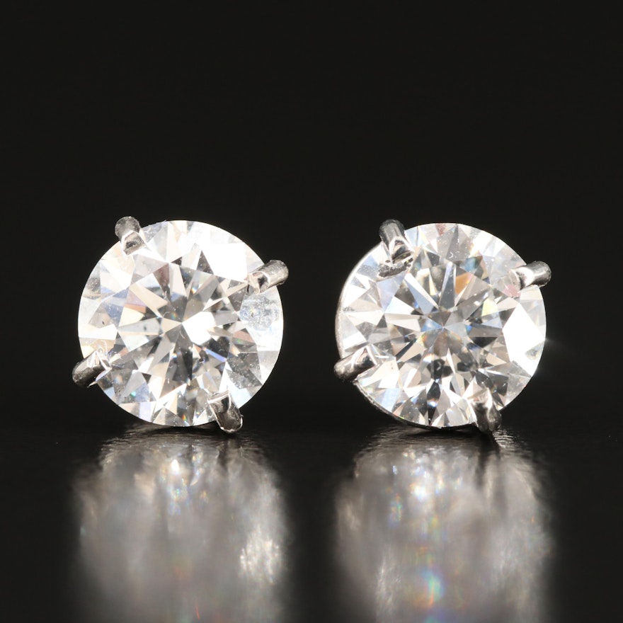 Platinum 4.51 CTW Lab Grown Diamond Stud Earrings with IGI Reports