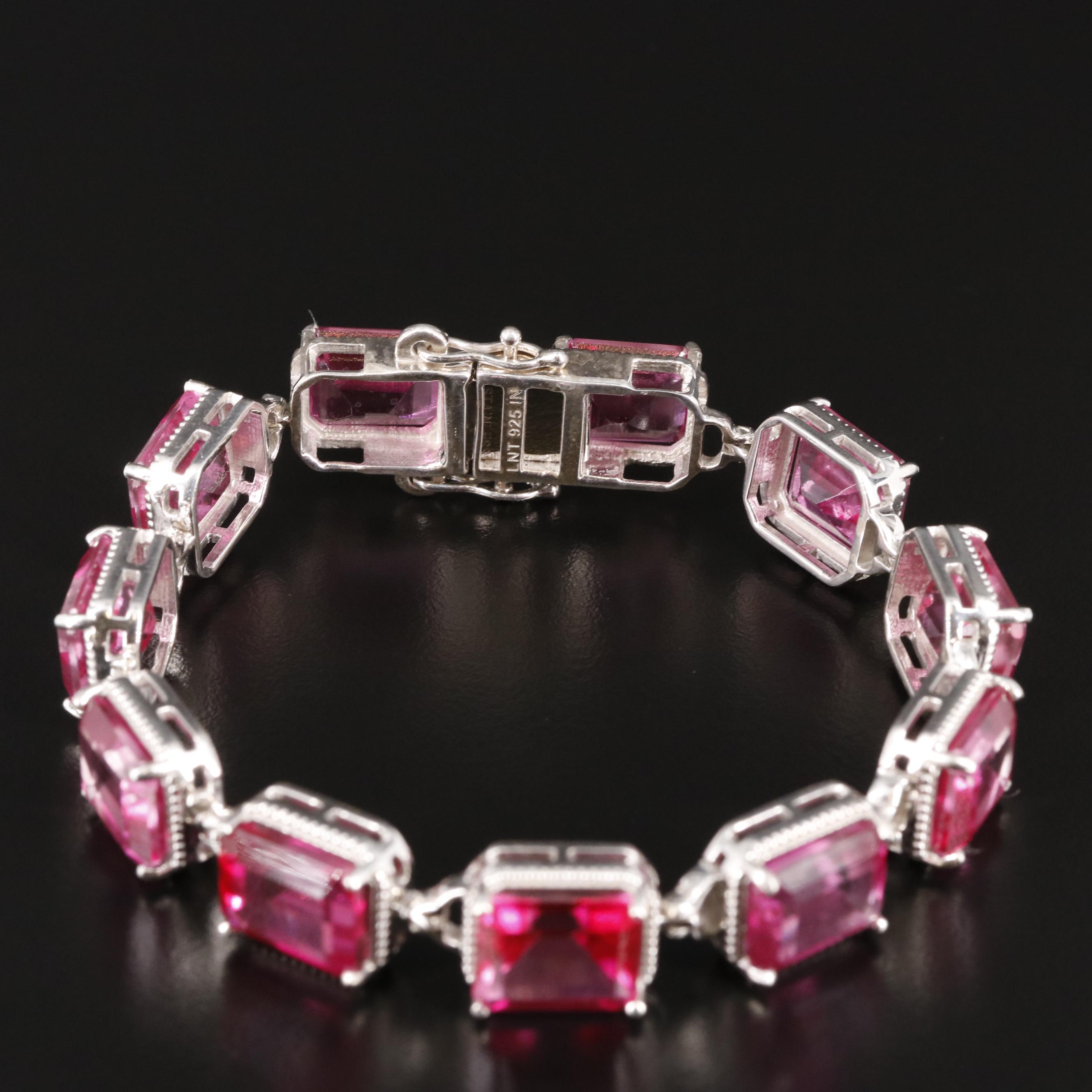 Sterling Pink Topaz Bracelet