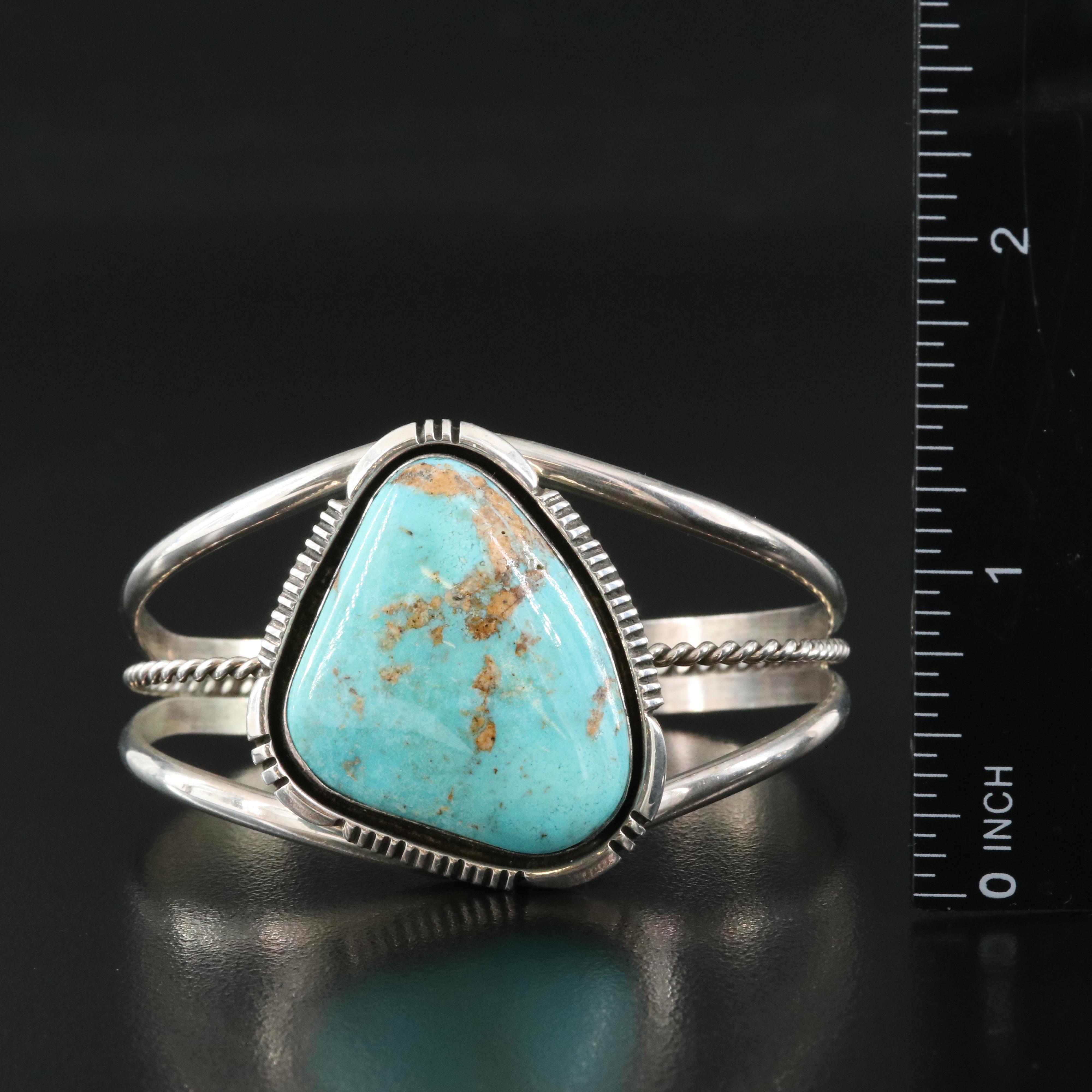 Signed Sterling Turquoise Cuff