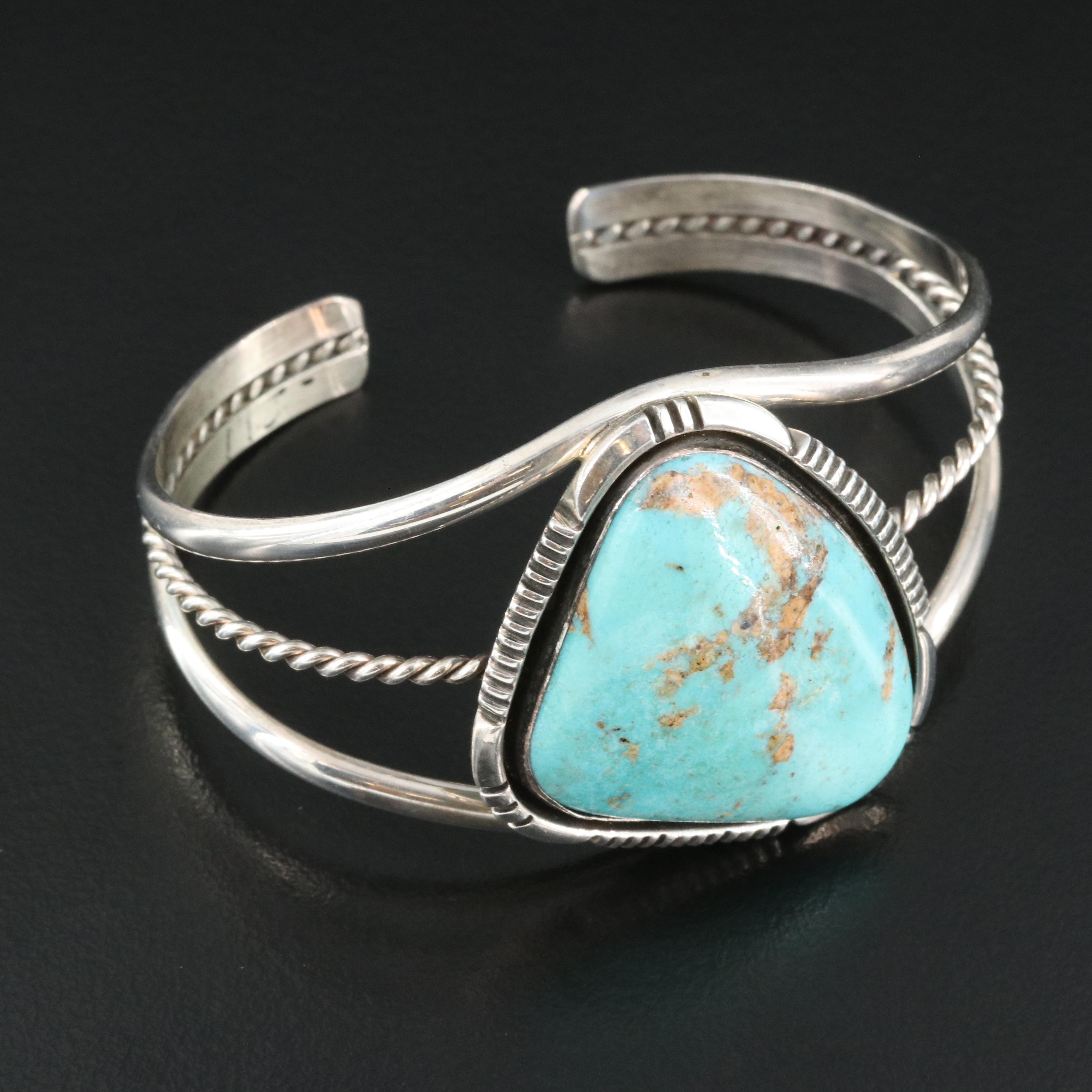 Signed Sterling Turquoise Cuff