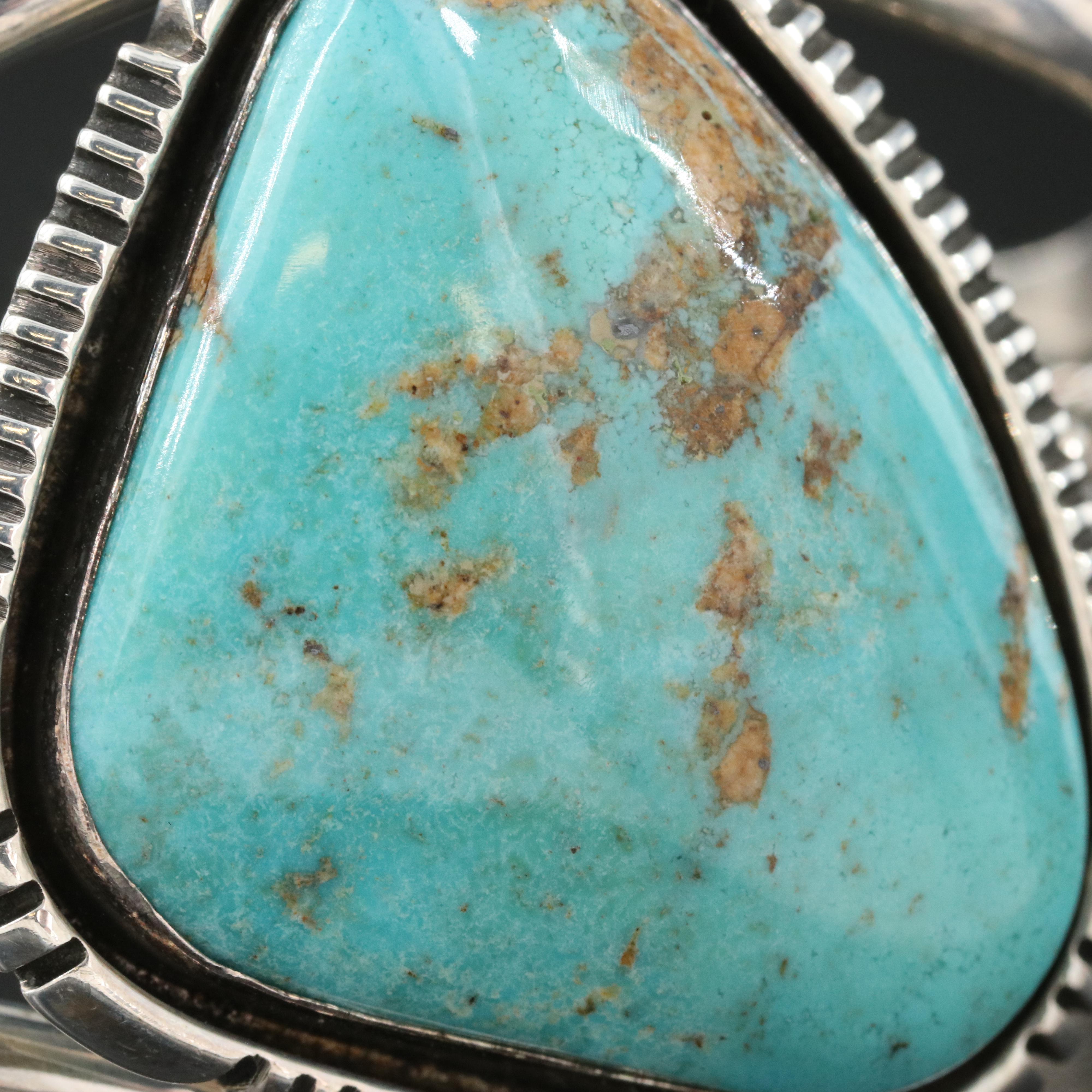 Signed Sterling Turquoise Cuff