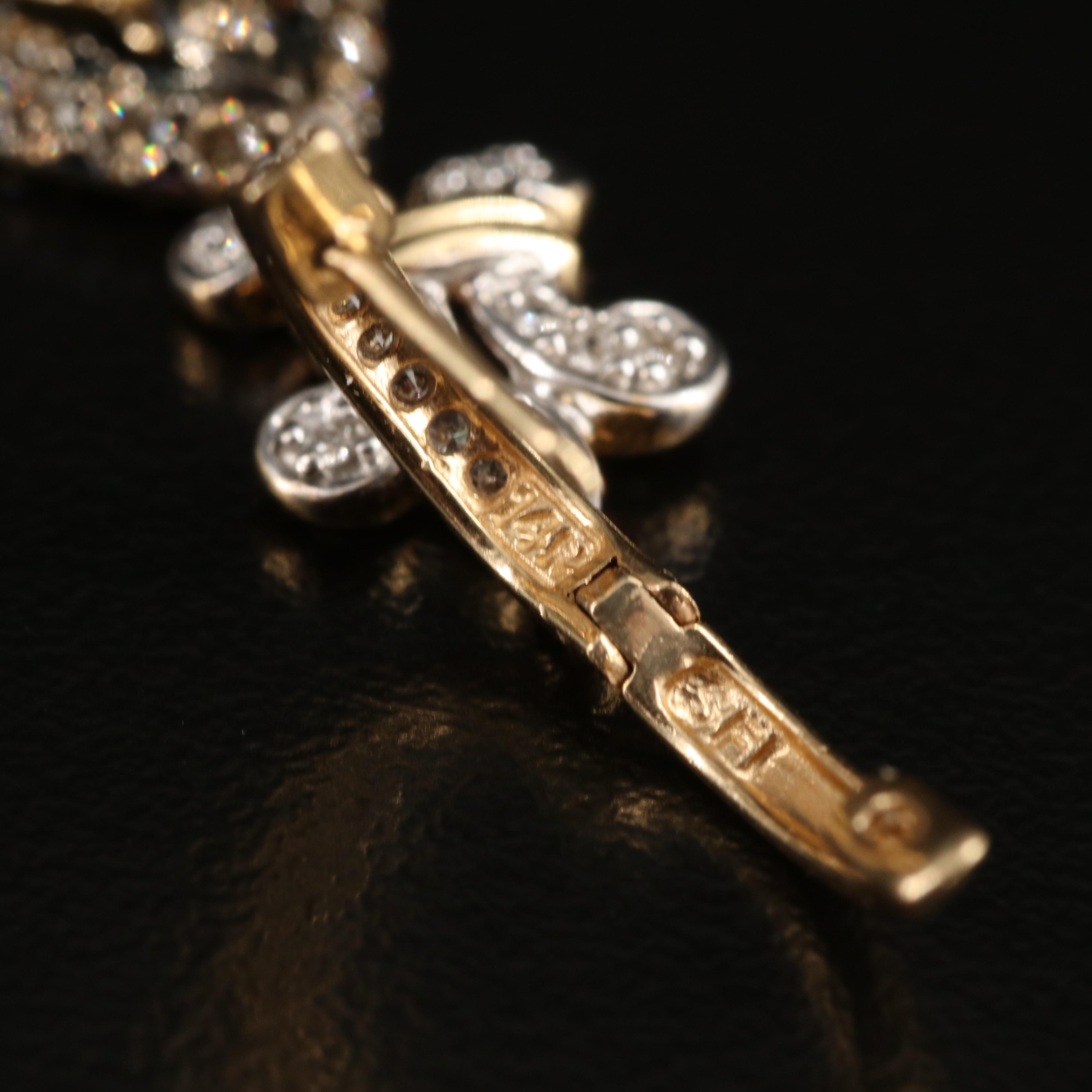 14K 3.35 CTW Diamond Teardrop Earrings with Fleur-de-Lis Accents