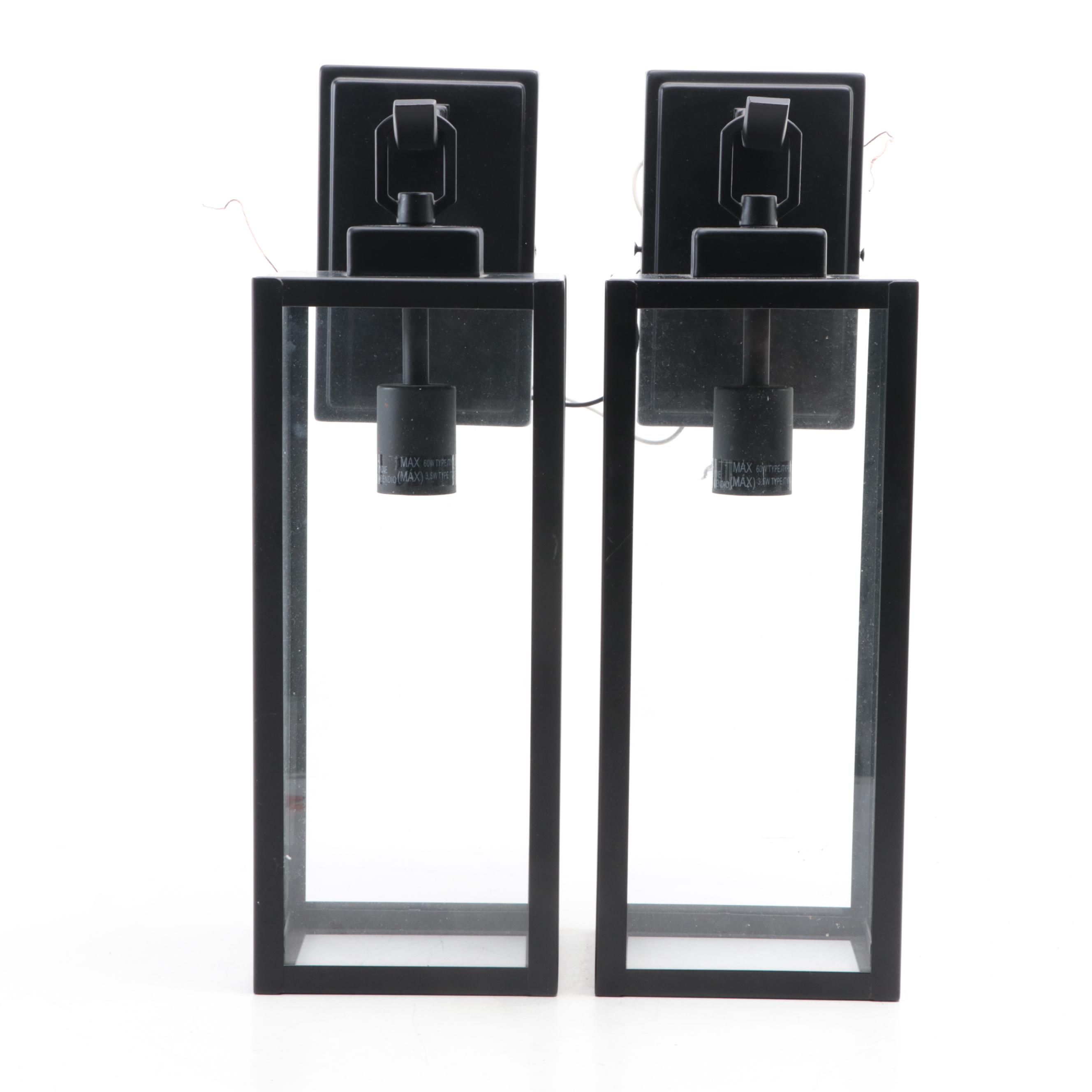 Quoizel Black Metal Rectangular Pendant Wall Sconces