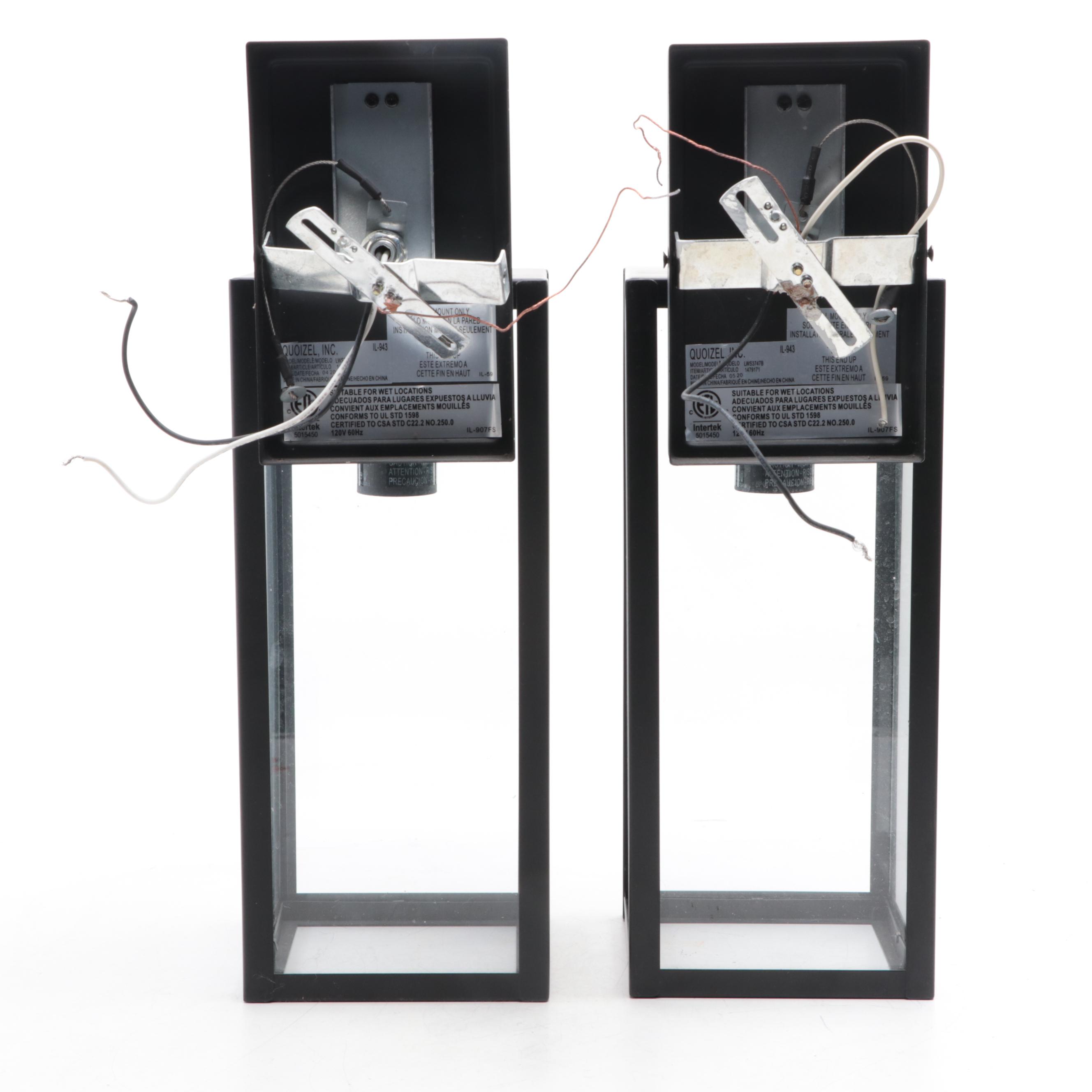 Quoizel Black Metal Rectangular Pendant Wall Sconces