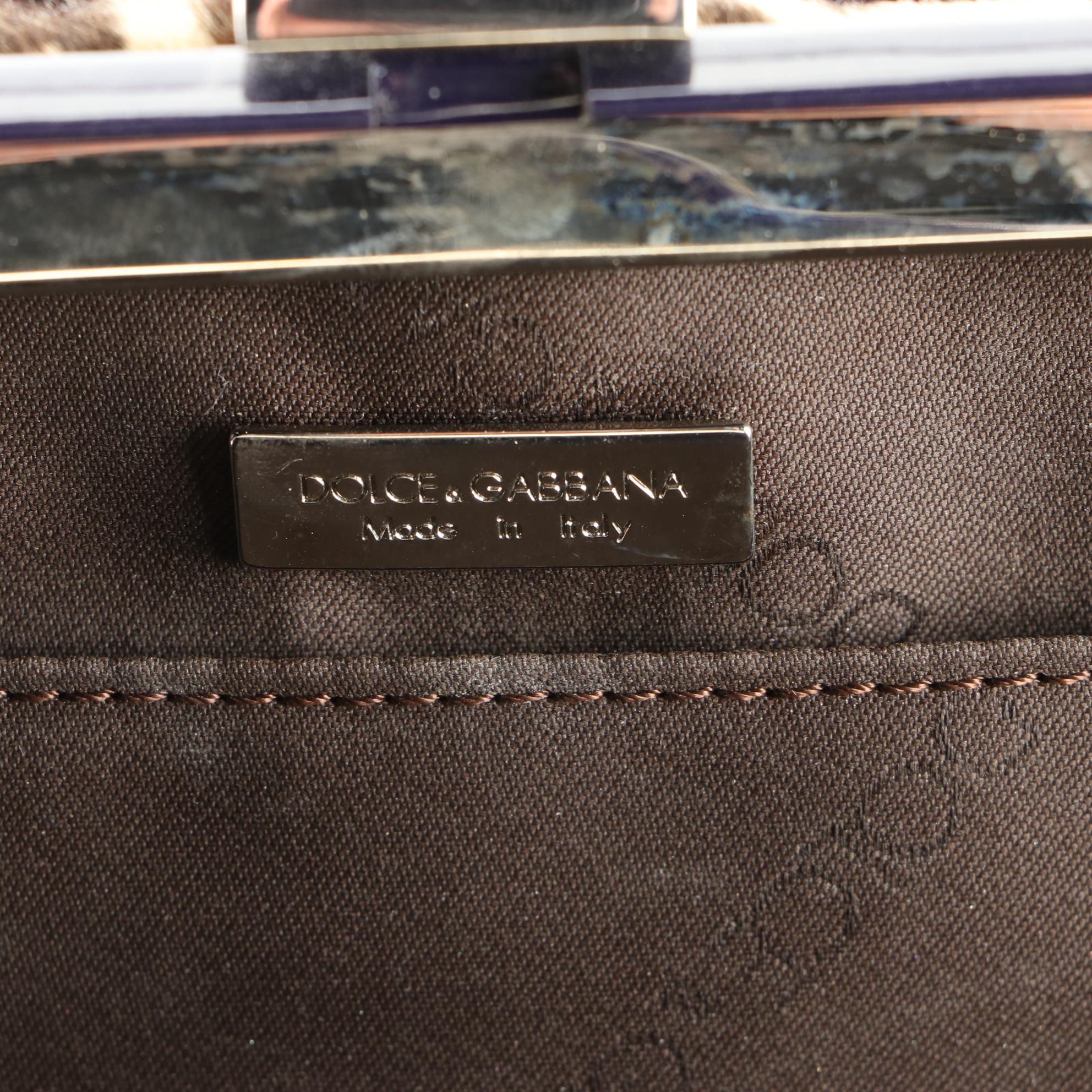 Dolce & Gabbana Frame-Top Shoulder Bag in Leopard Print Calf Hair