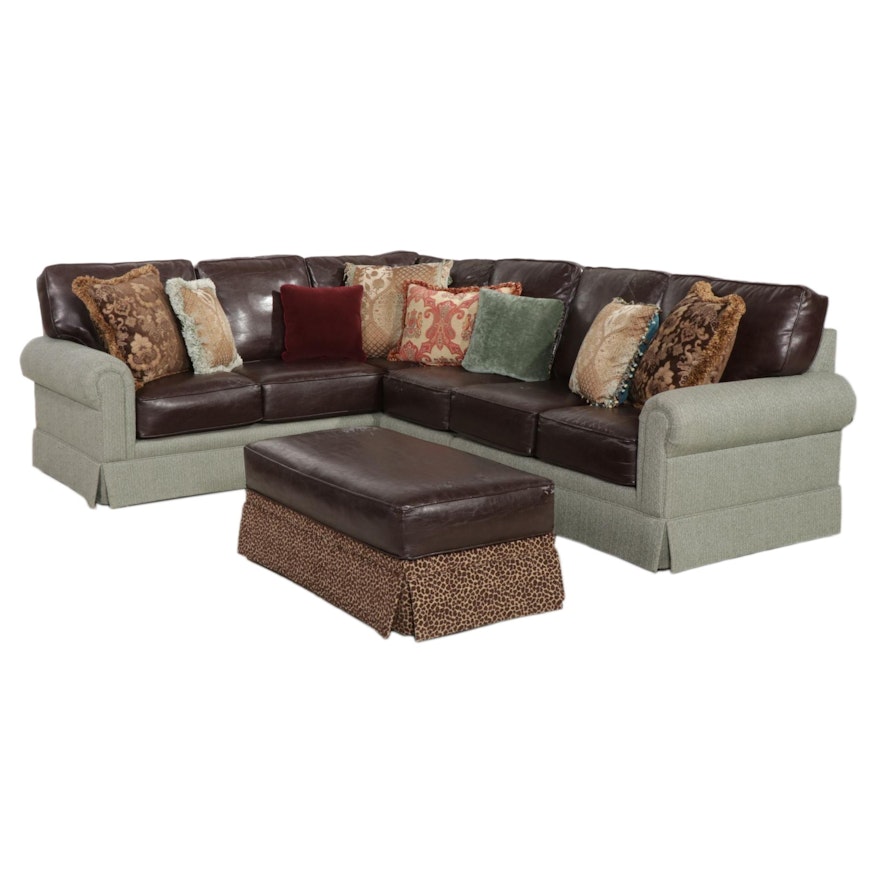 Norwalk Furniture Bonded Leather and Upholstered Sectional Sofa