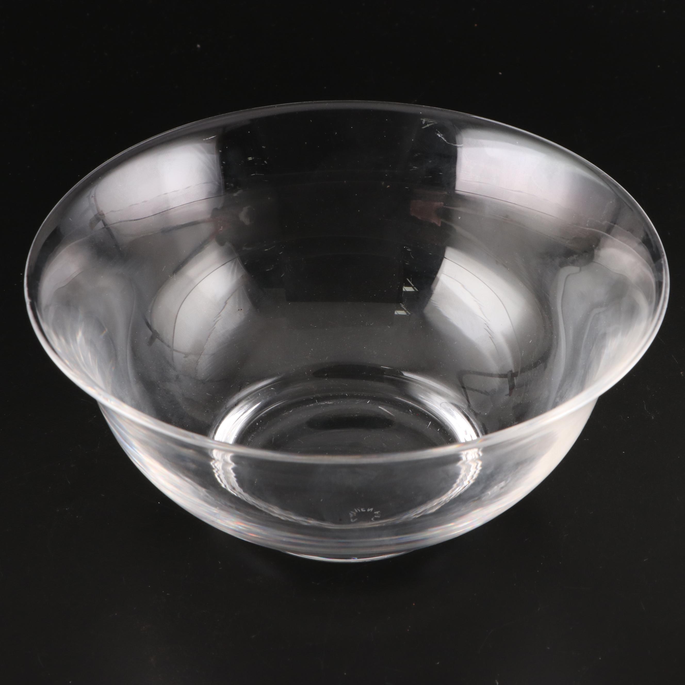 Ralph Lauren "Ella" Clear Crystal Candlesticks and Footed Crystal Bowl