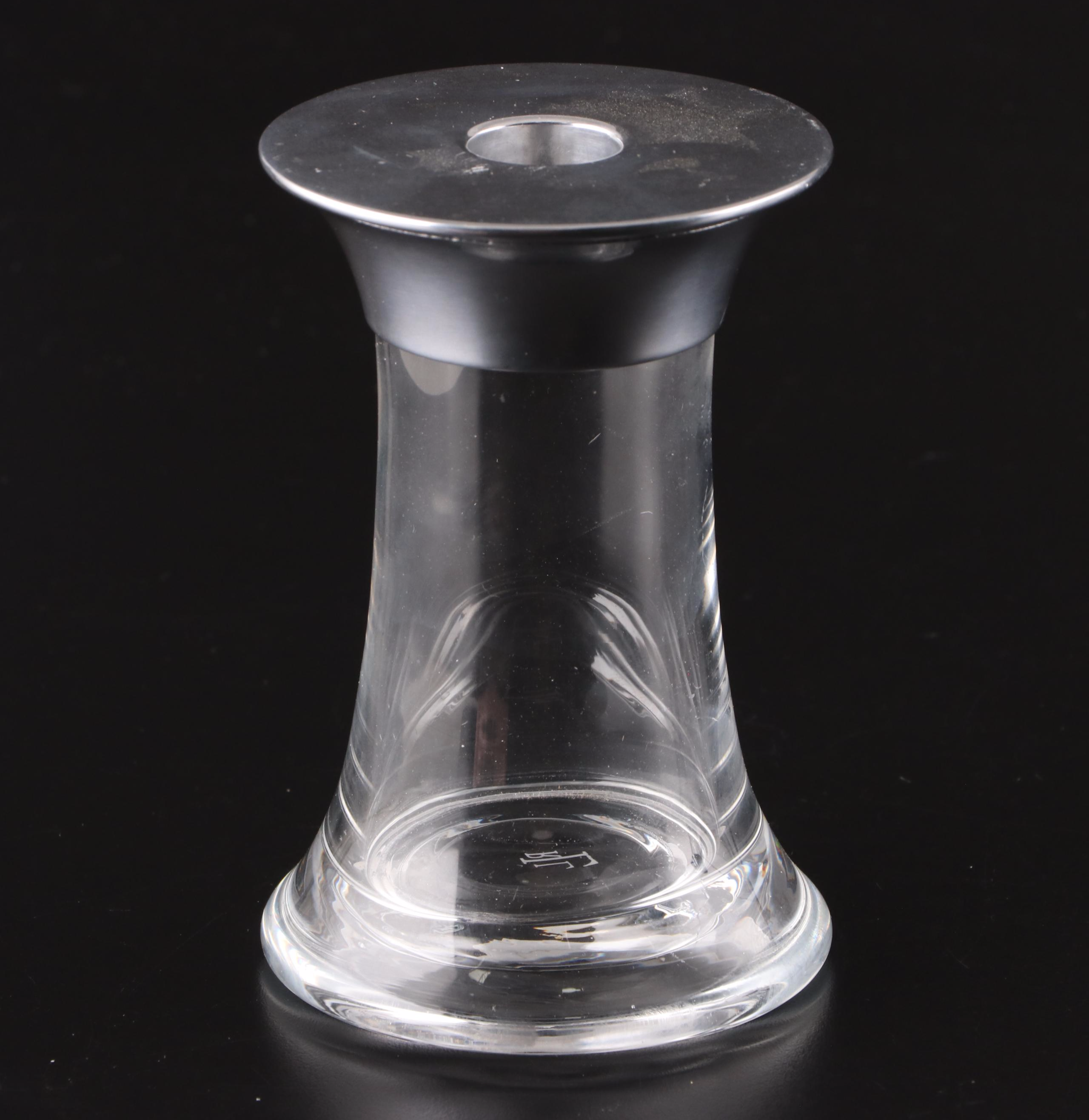 Ralph Lauren "Ella" Clear Crystal Candlesticks and Footed Crystal Bowl