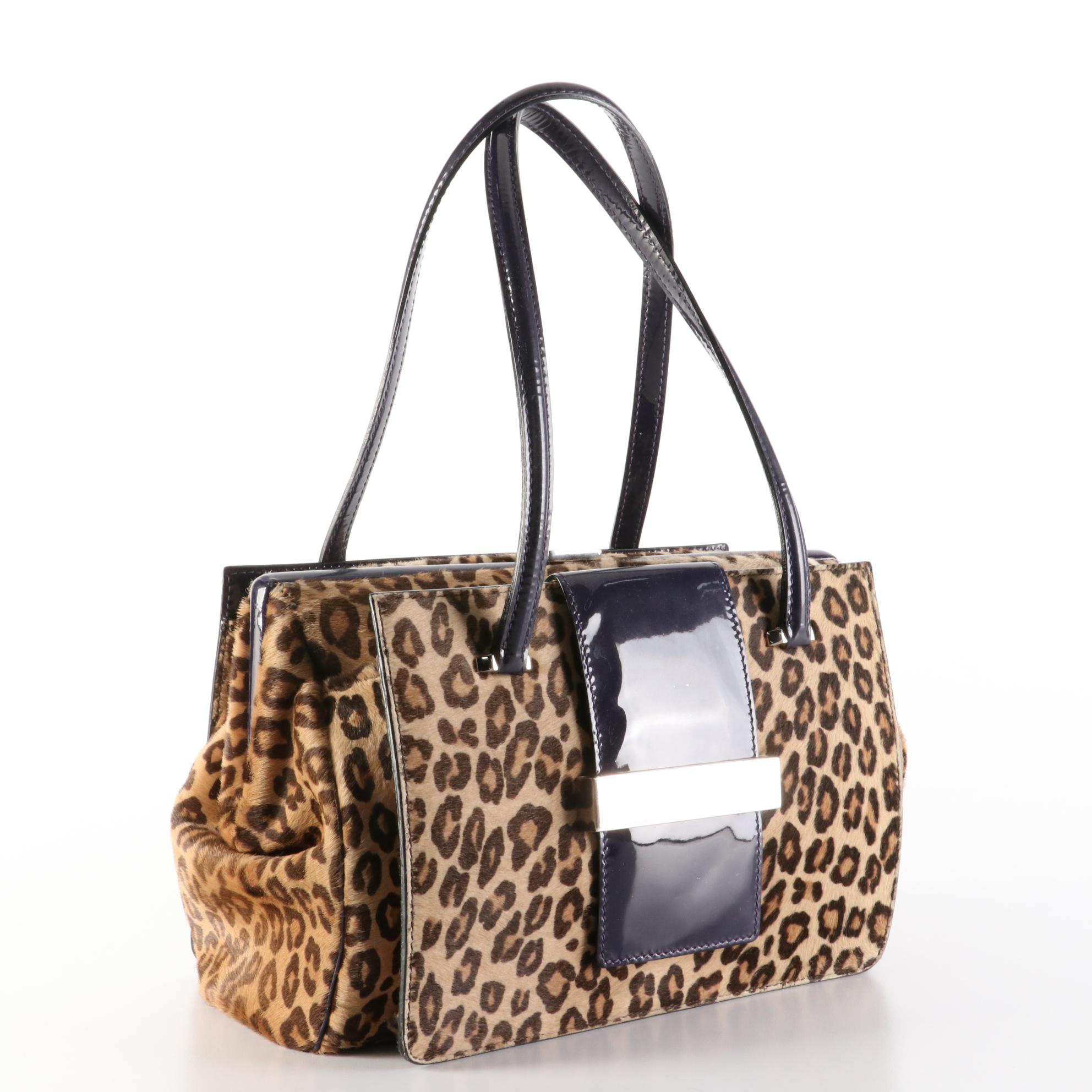 Dolce & Gabbana Frame-Top Shoulder Bag in Leopard Print Calf Hair