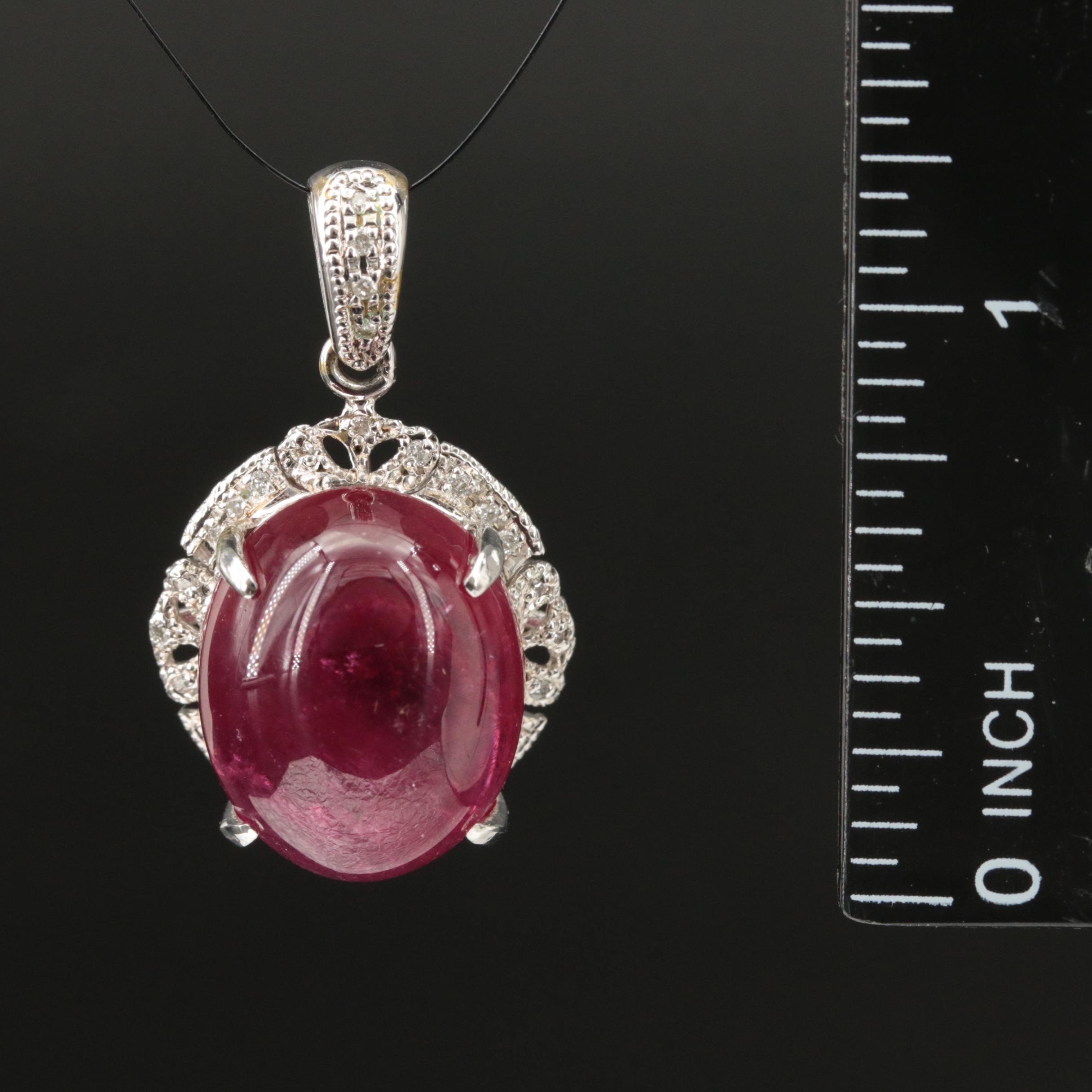 10K 19.04 CT Rubellite Tourmaline and Diamond Pendant with GIA Report