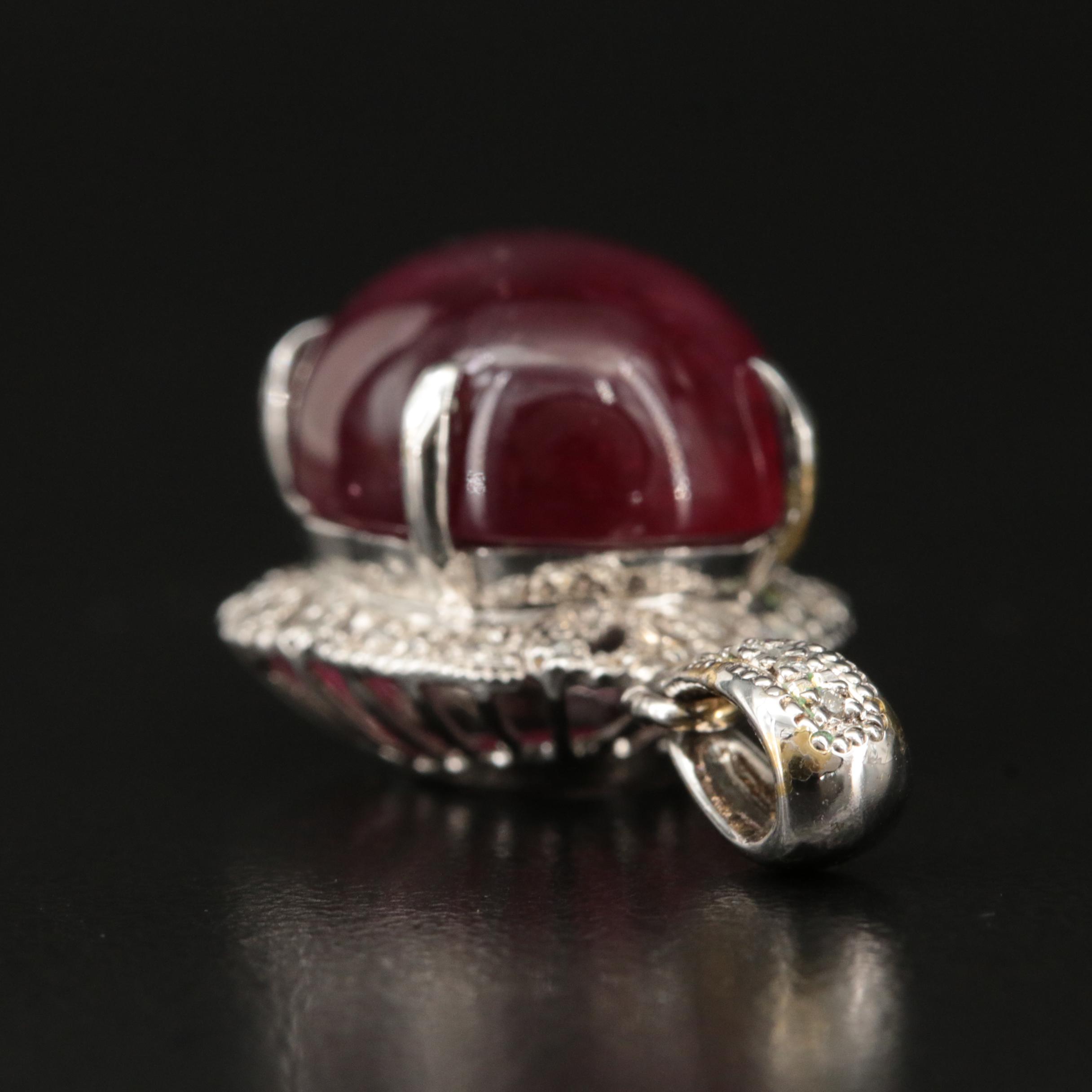 10K 19.04 CT Rubellite Tourmaline and Diamond Pendant with GIA Report