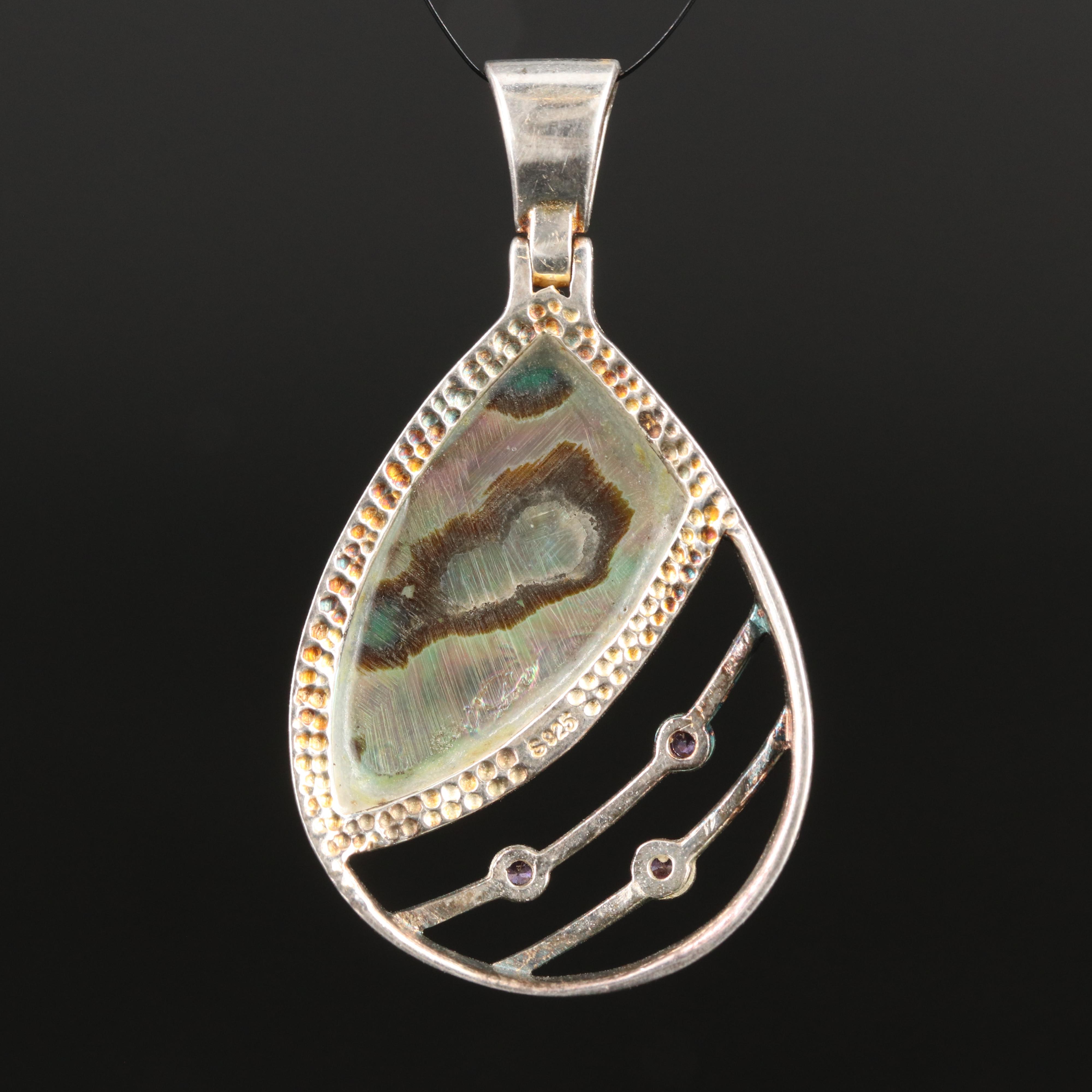 Sterling Abalone and Cubic Zirconia Pendant