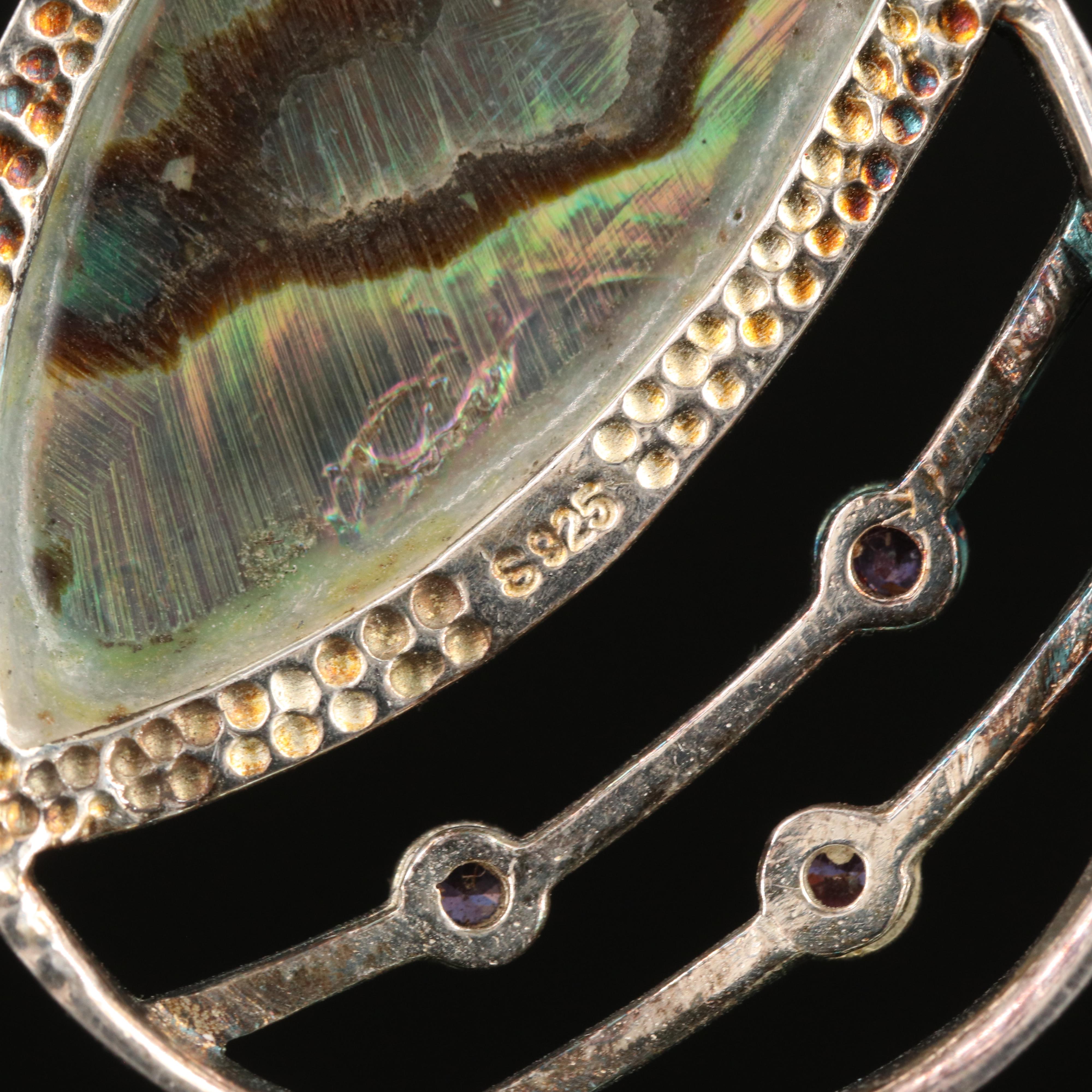 Sterling Abalone and Cubic Zirconia Pendant