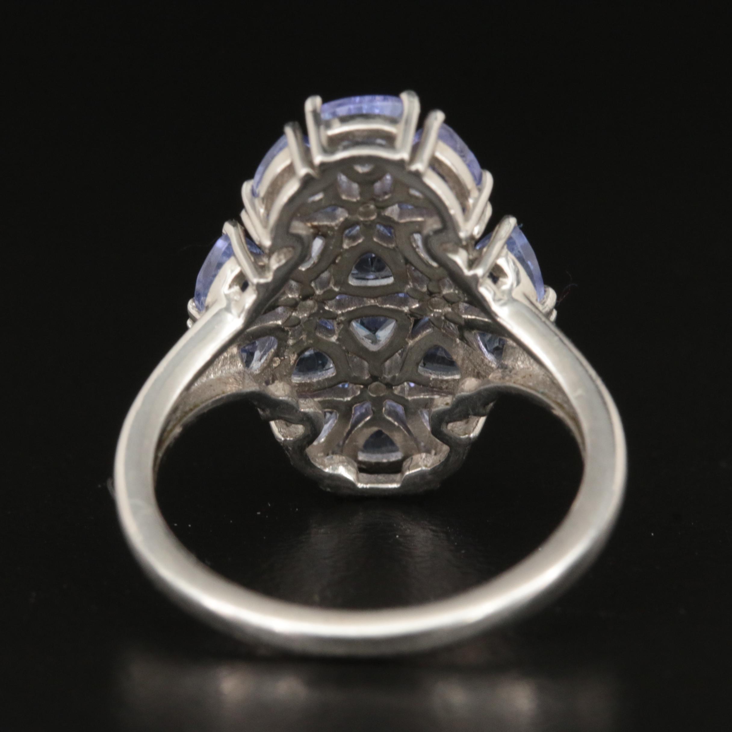 Sterling Tanzanite and Topaz Floral Ring