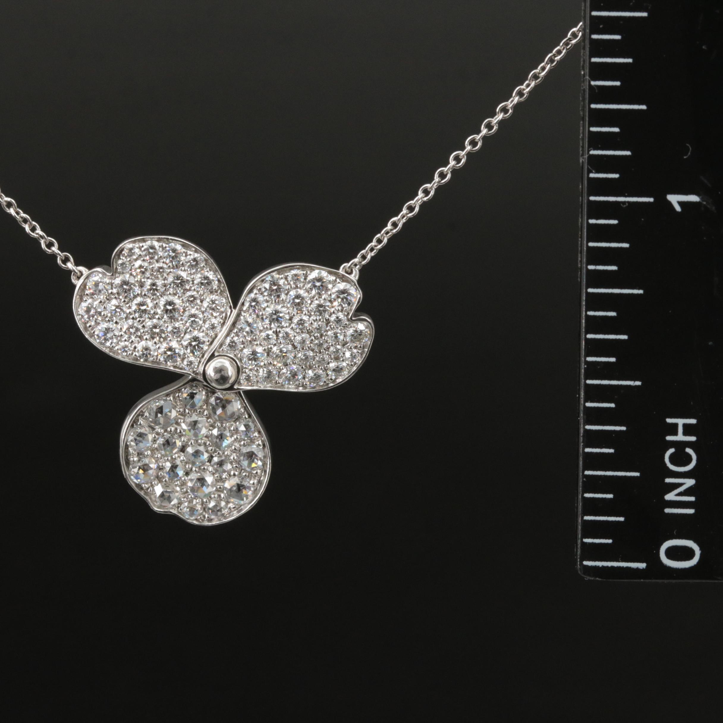 Tiffany & Co. Platinum 1.22 CTW Diamond Paper Flower Pendant Necklace
