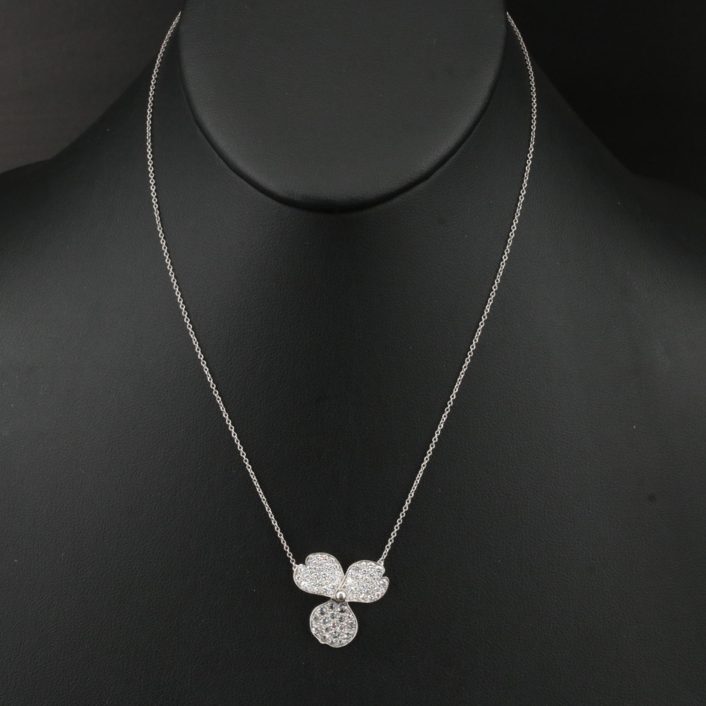Tiffany & Co. Platinum 1.22 CTW Diamond Paper Flower Pendant Necklace