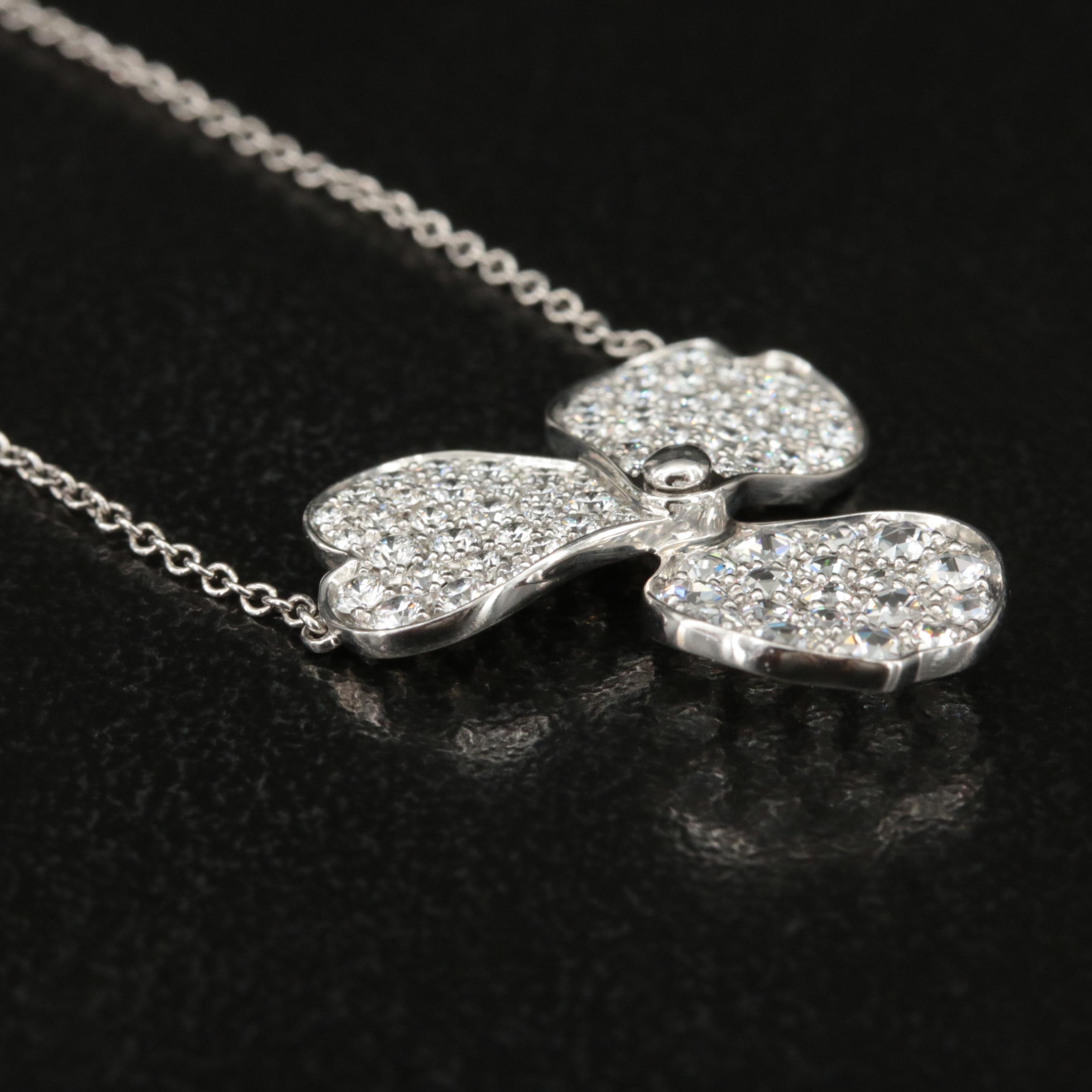 Tiffany & Co. Platinum 1.22 CTW Diamond Paper Flower Pendant Necklace