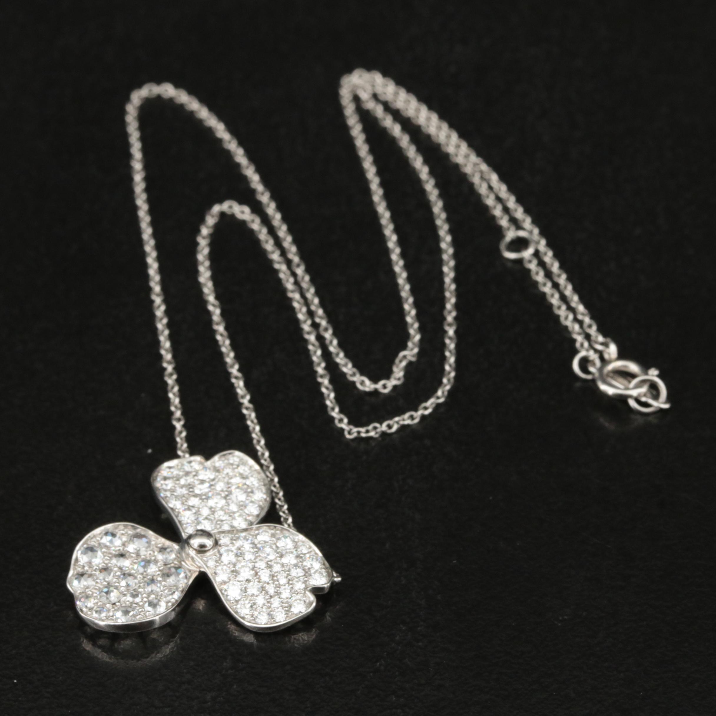 Tiffany & Co. Platinum 1.22 CTW Diamond Paper Flower Pendant Necklace