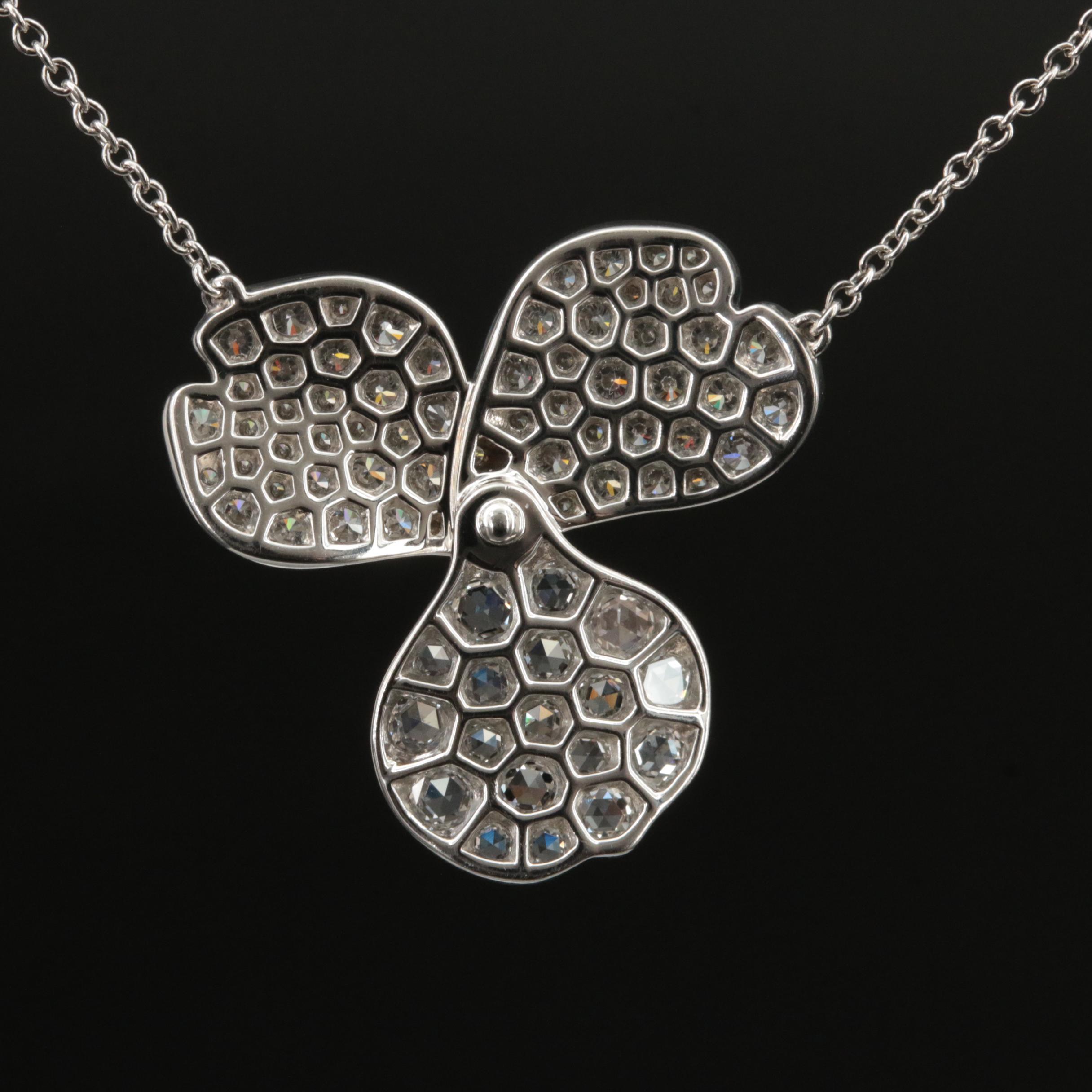 Tiffany & Co. Platinum 1.22 CTW Diamond Paper Flower Pendant Necklace