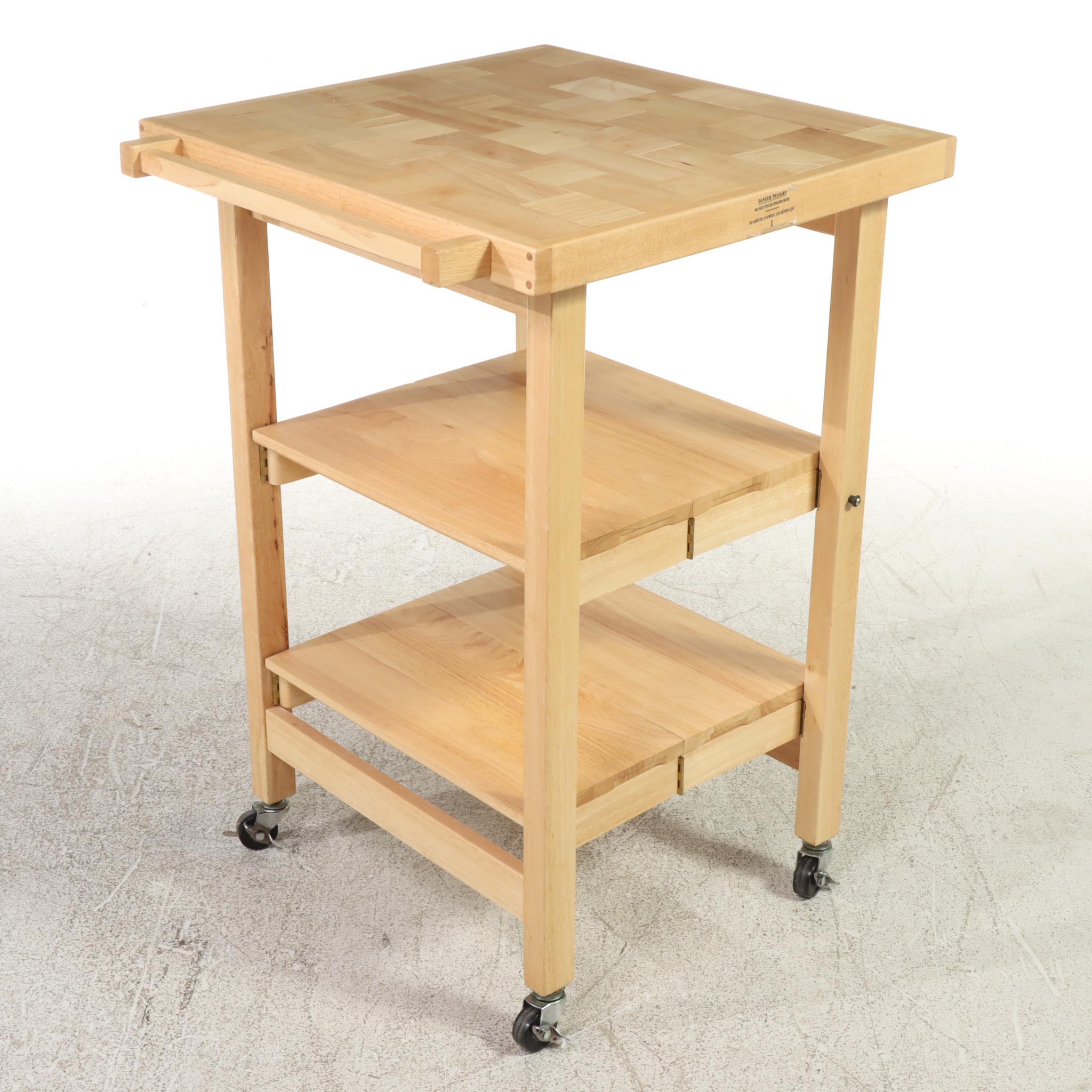 Oasis Island Folding Rubberwood Kitchen Cart