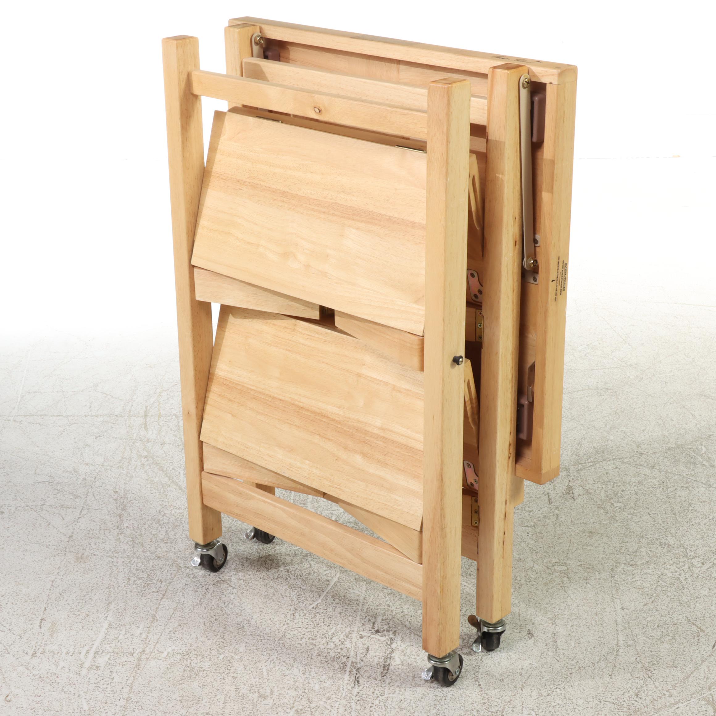 Oasis Island Folding Rubberwood Kitchen Cart