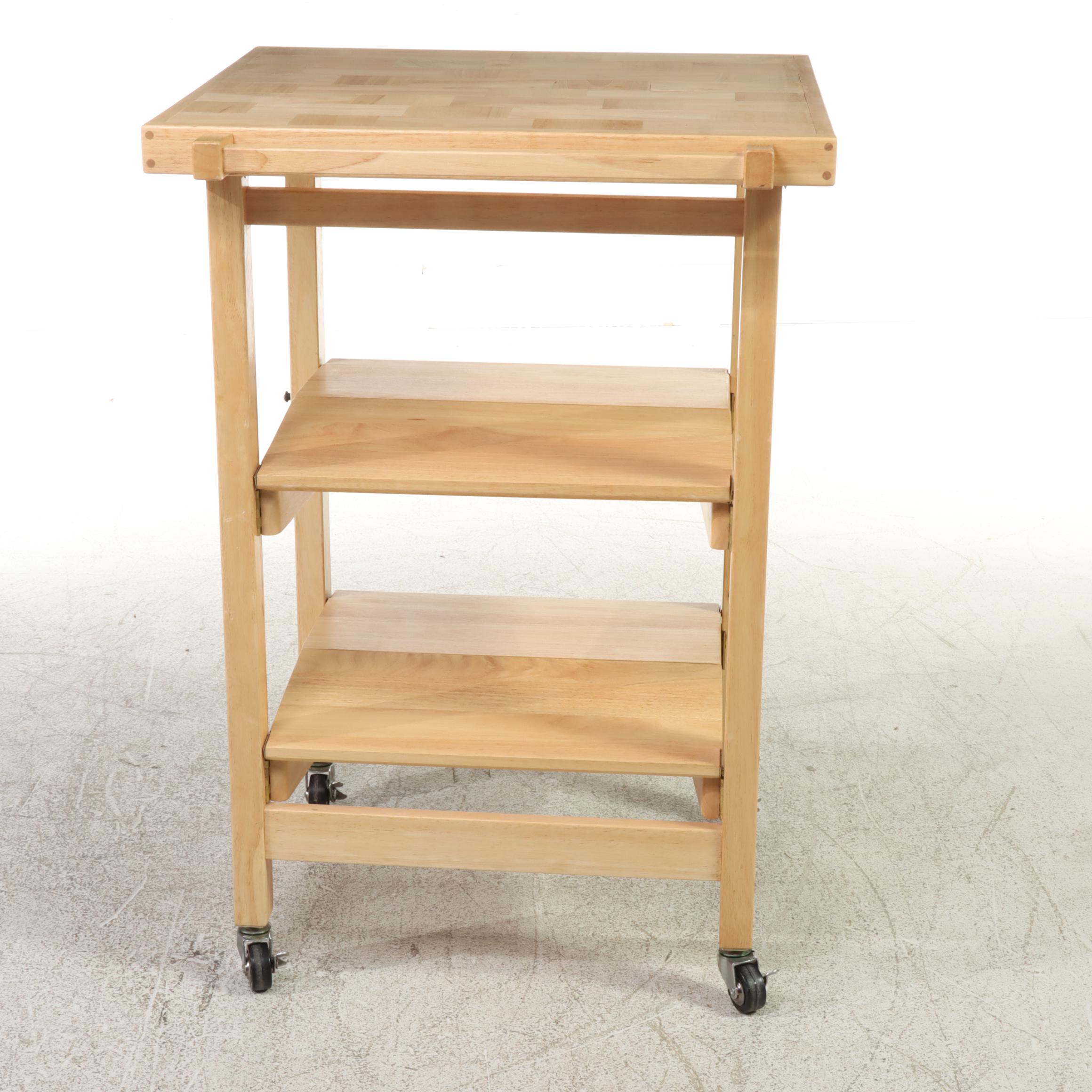 Oasis Island Folding Rubberwood Kitchen Cart