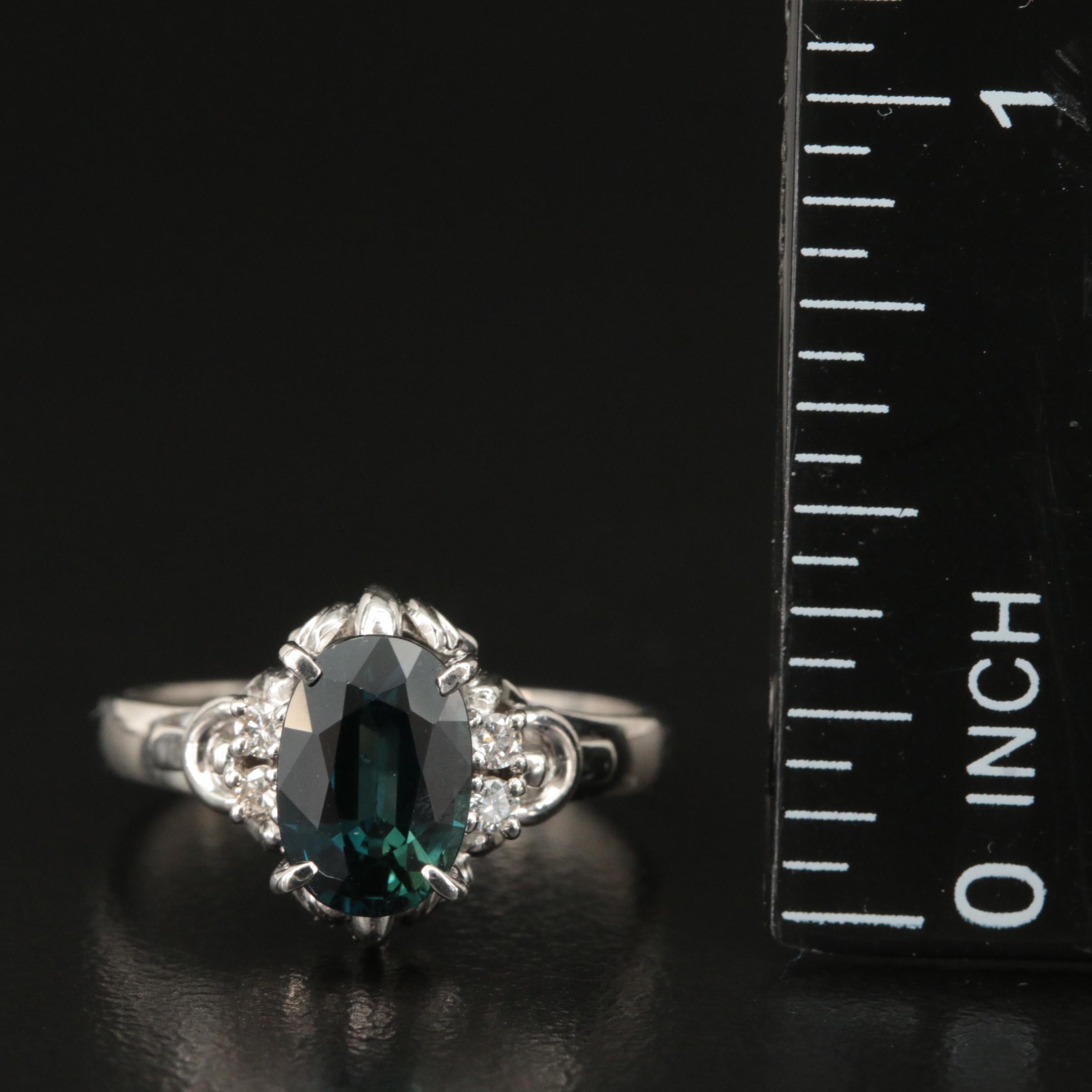 Platinum 1.77 CT Sapphire and Diamond Ring