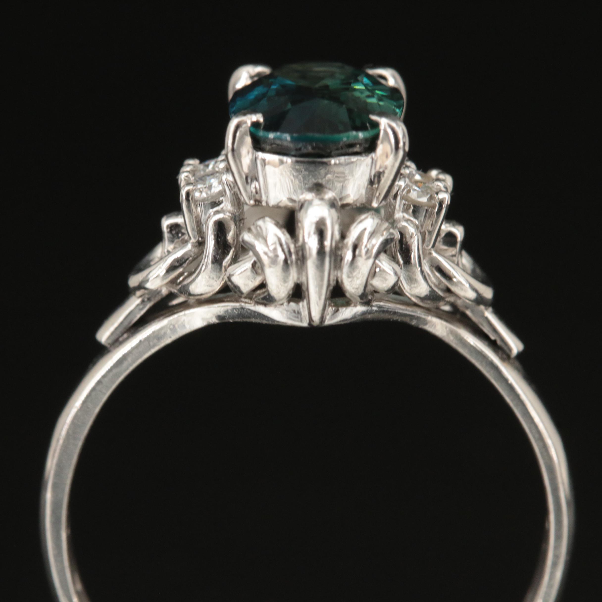 Platinum 1.77 CT Sapphire and Diamond Ring