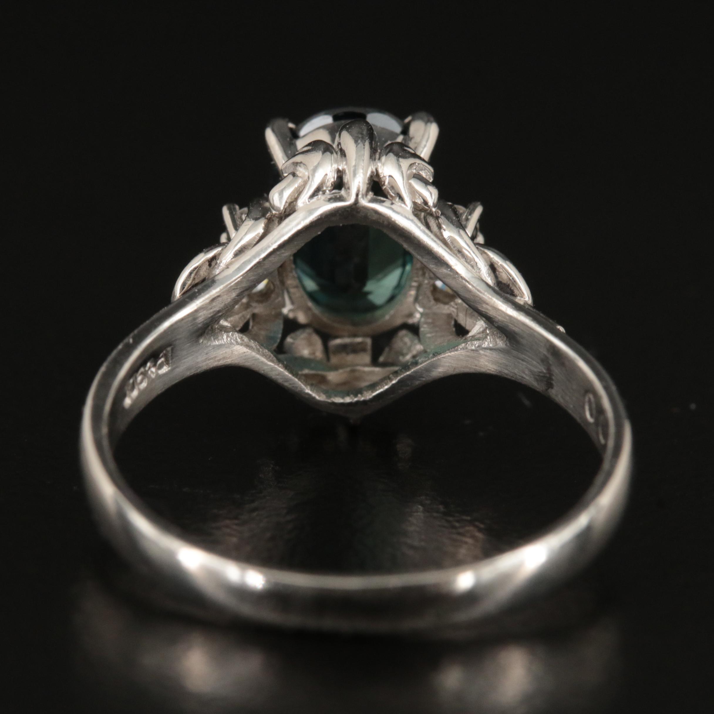 Platinum 1.77 CT Sapphire and Diamond Ring