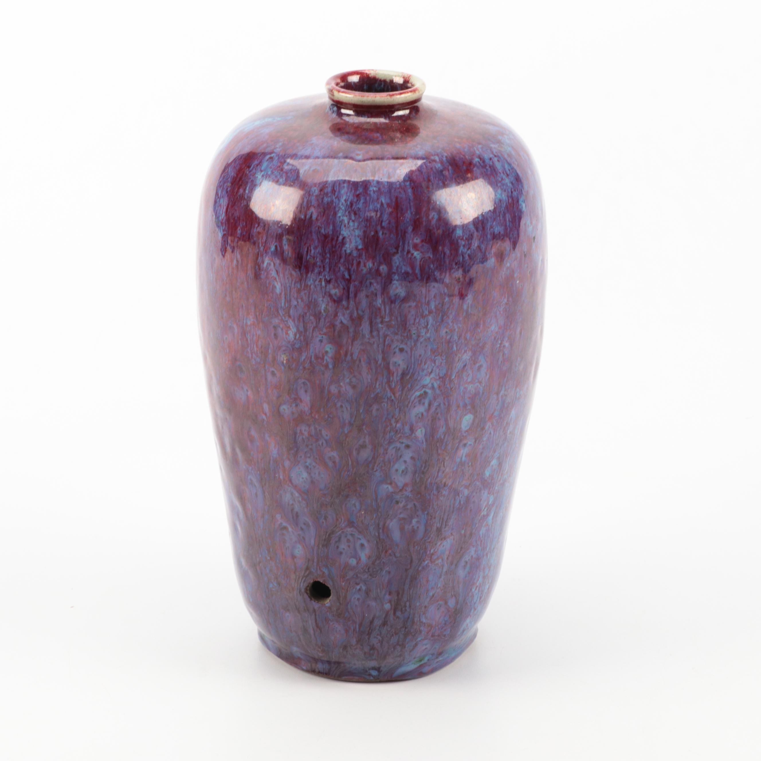 Chinese Purple Flambe Glazed Vase, Drilled as a Lamp Base