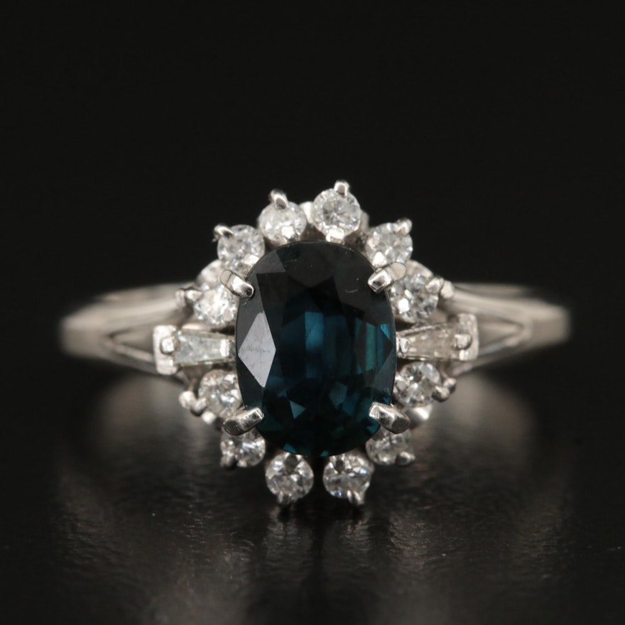 Platinum 1.35 CT Sapphire and Diamond Ring