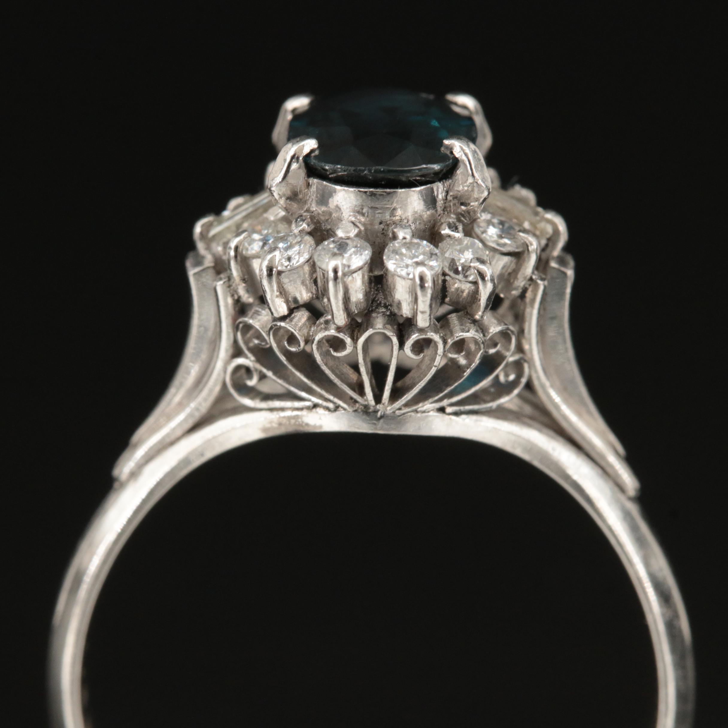 Platinum 1.35 CT Sapphire and Diamond Ring