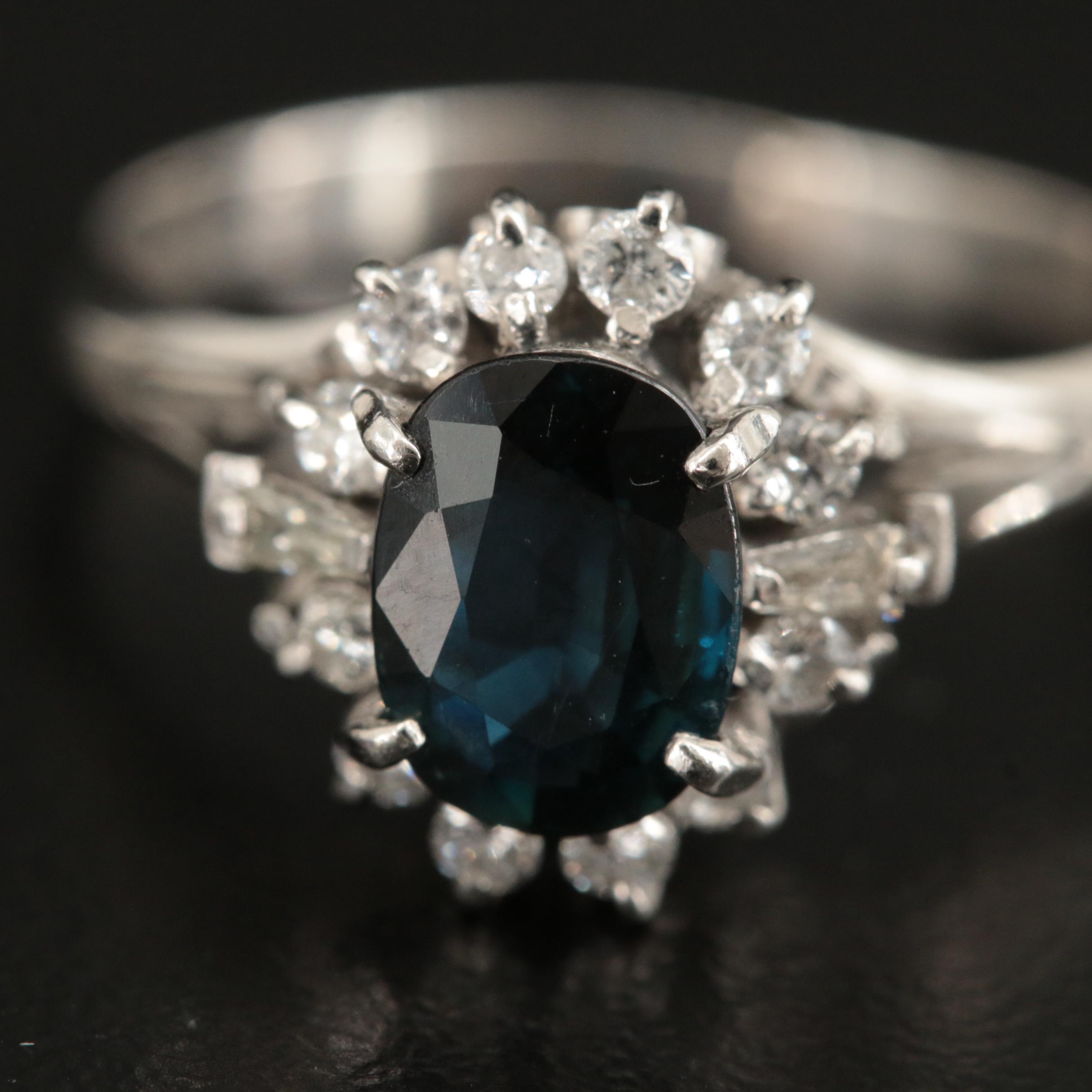 Platinum 1.35 CT Sapphire and Diamond Ring