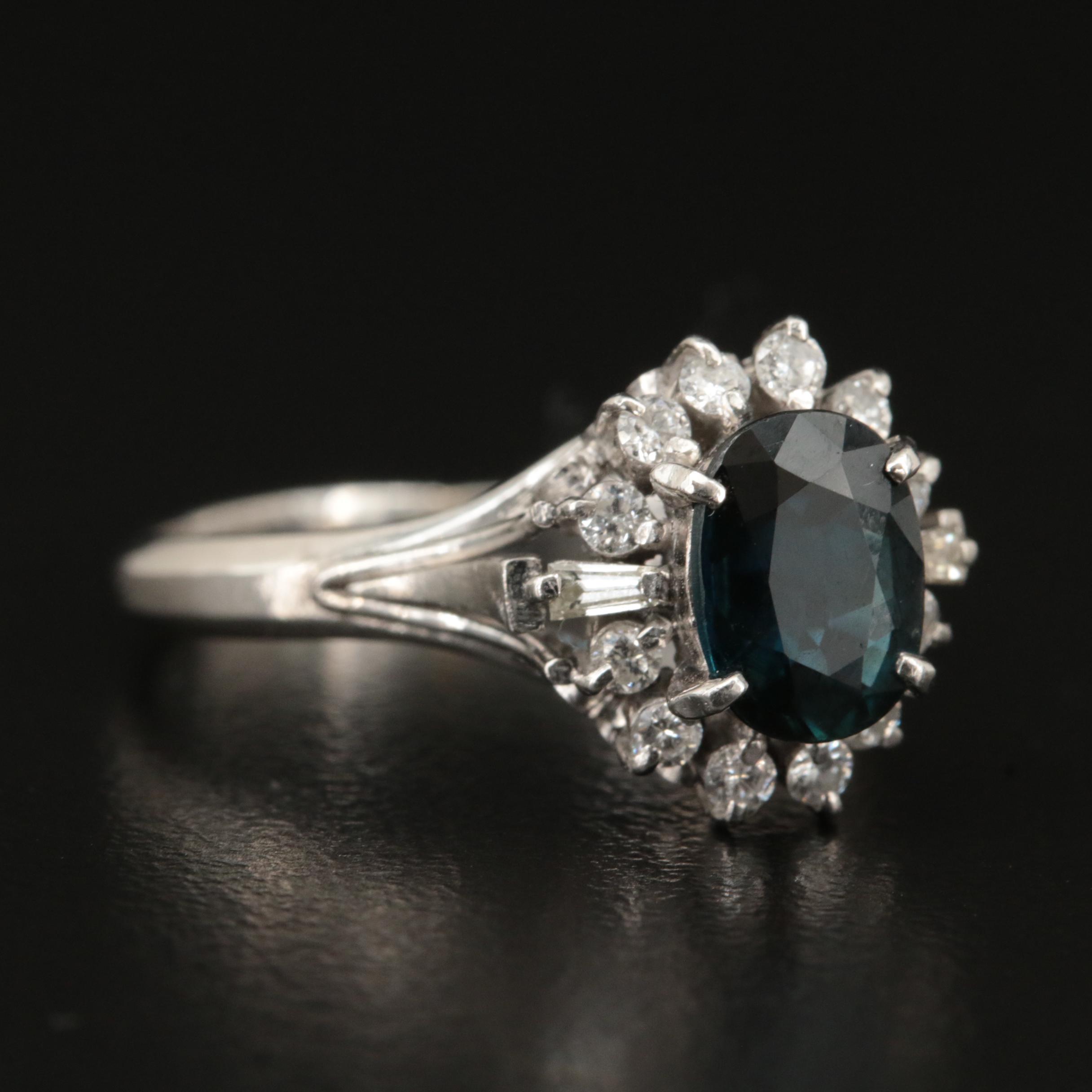 Platinum 1.35 CT Sapphire and Diamond Ring