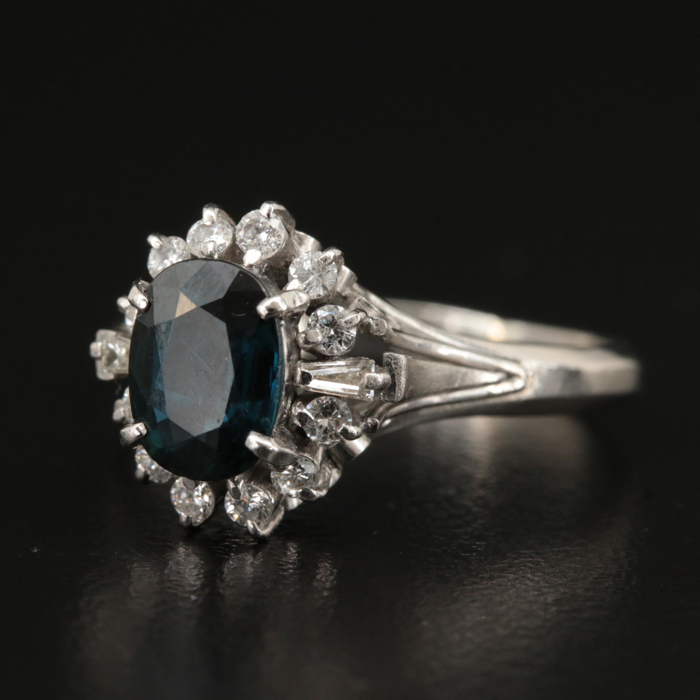 Platinum 1.35 CT Sapphire and Diamond Ring