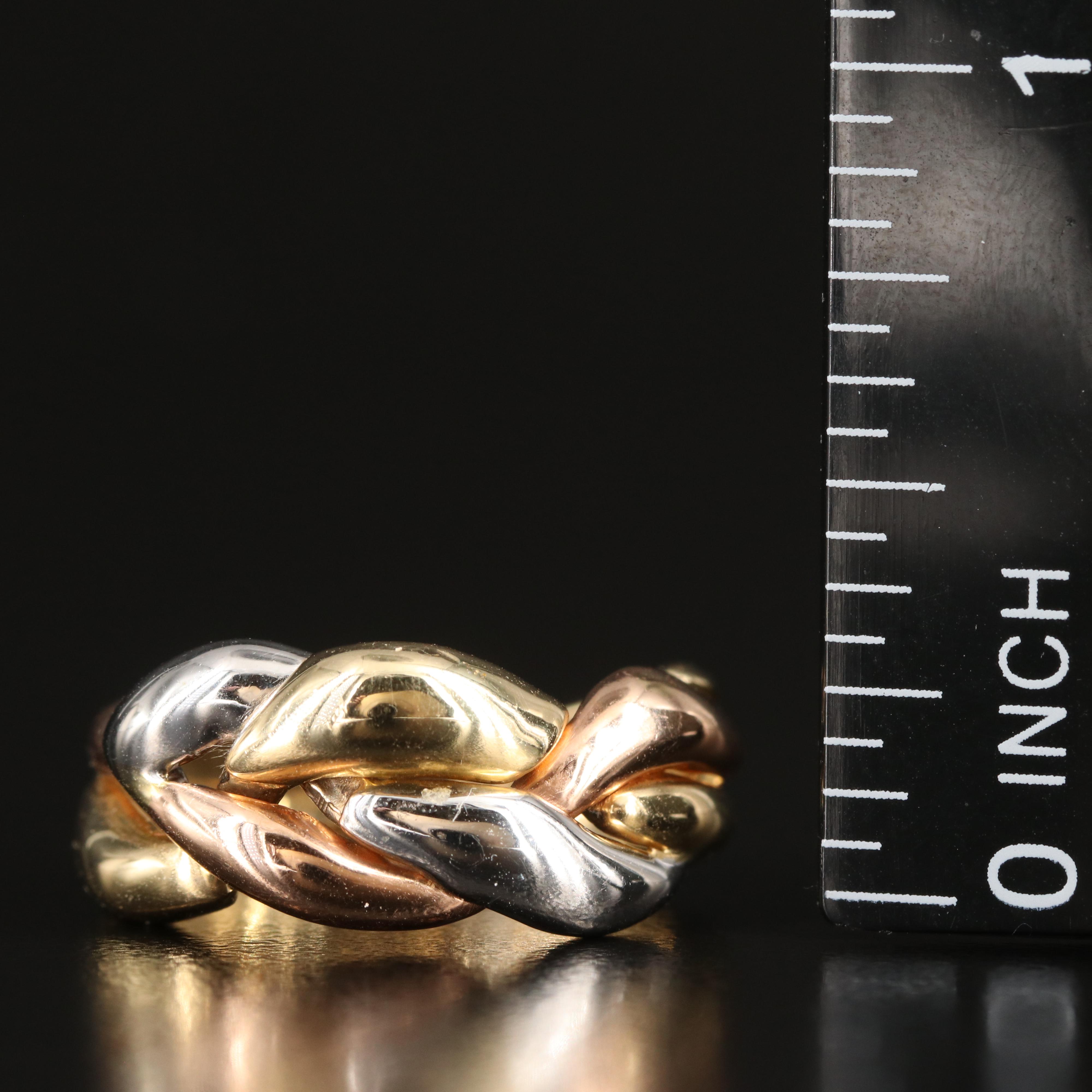 Italian Milor 14K Tri-Color Braided Ring Including Rose Gold