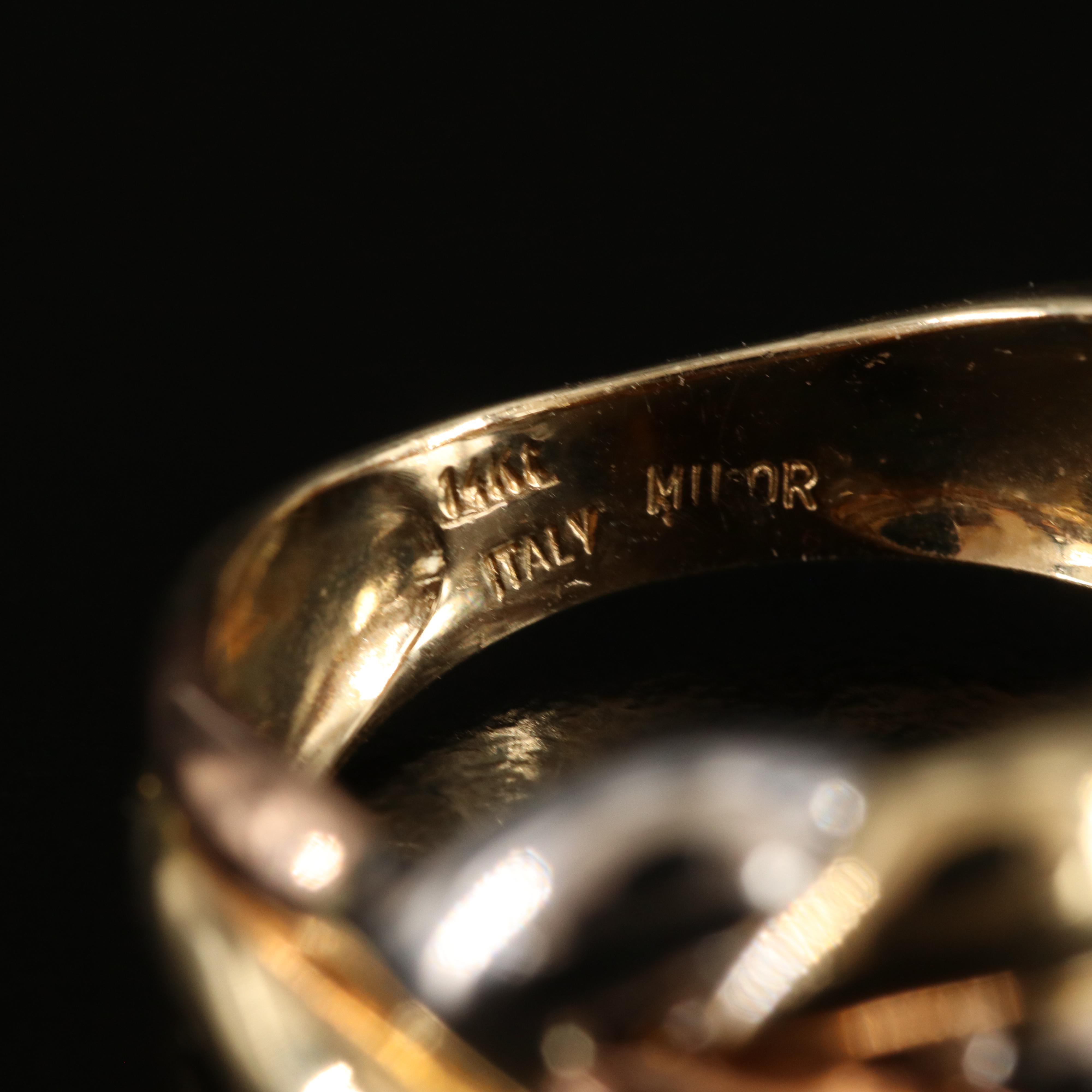 Italian Milor 14K Tri-Color Braided Ring Including Rose Gold