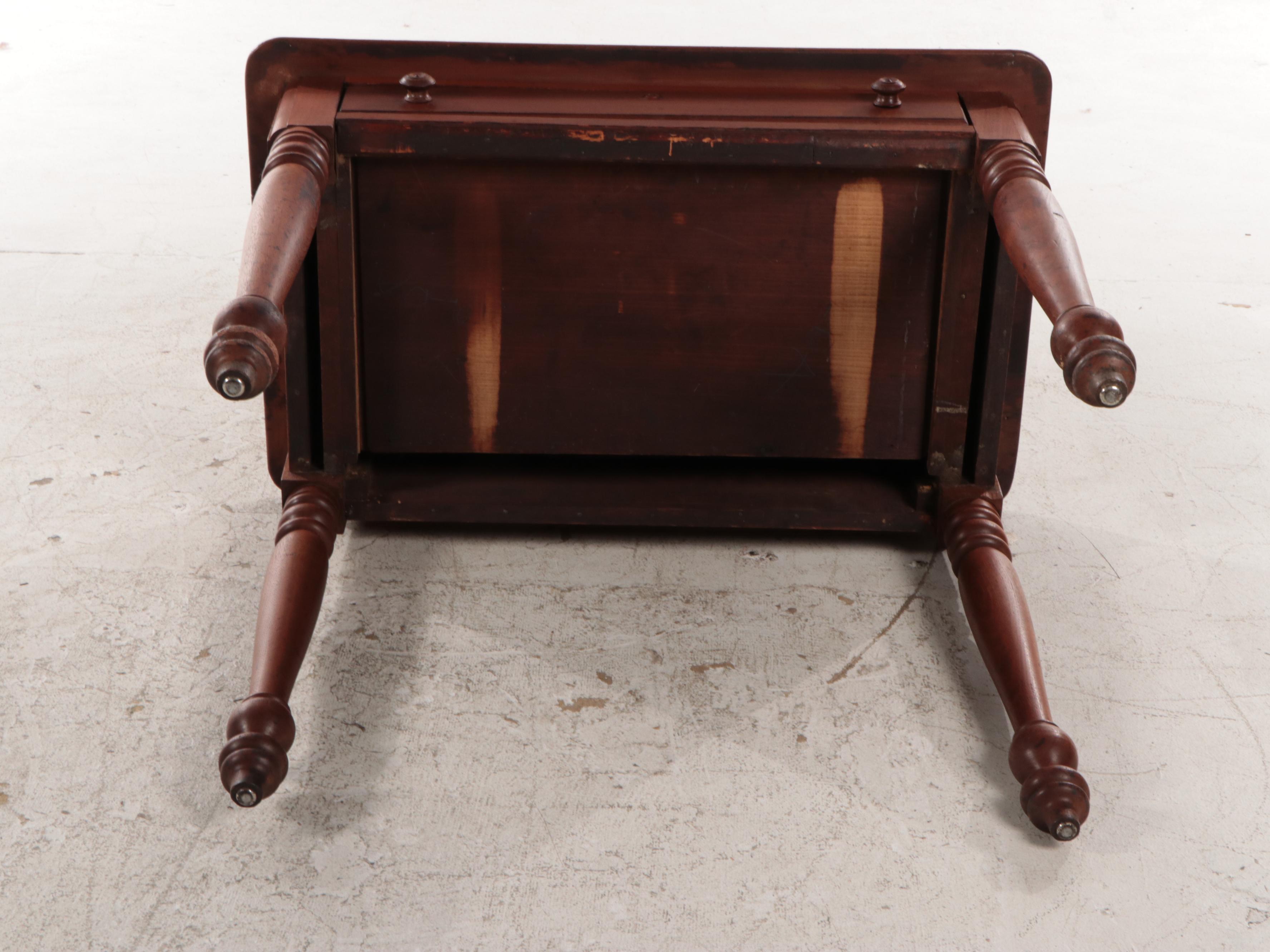 Victorian Walnut Desk and Chair, Classical Style Walnut Table and Iron Footstool