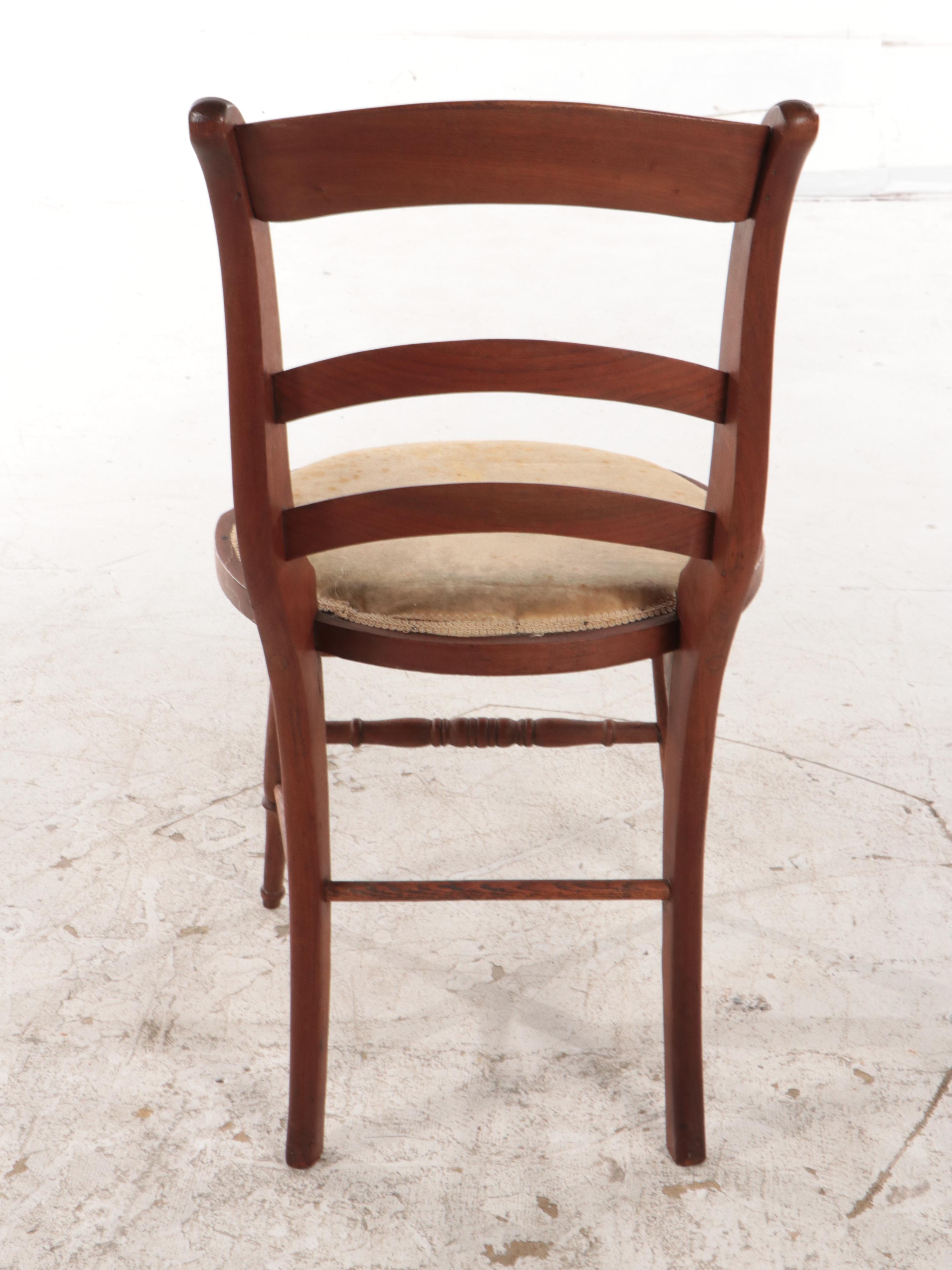 Victorian Walnut Desk and Chair, Classical Style Walnut Table and Iron Footstool