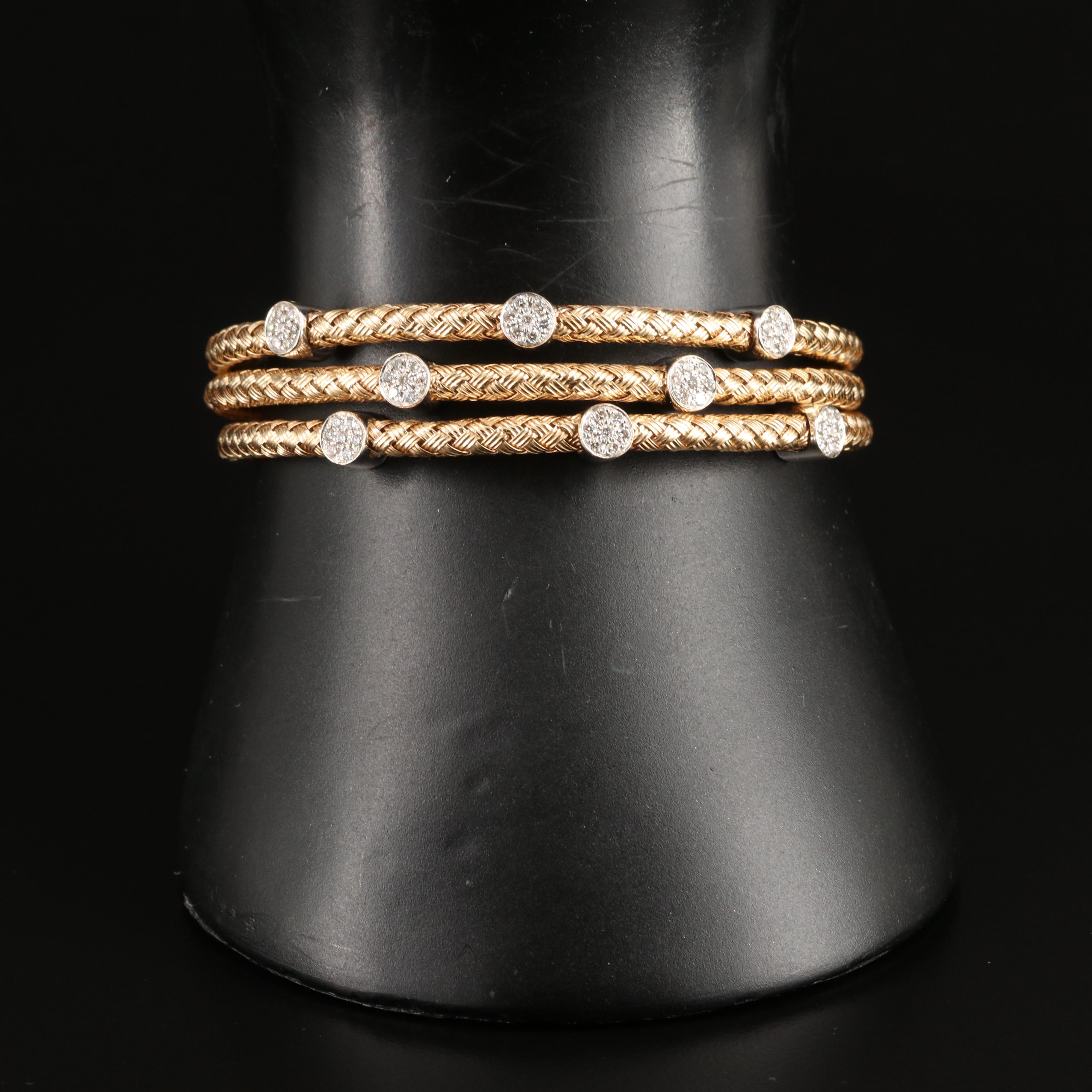 Italian 14K 0.49 CTW Diamond Woven Hinged Bangle