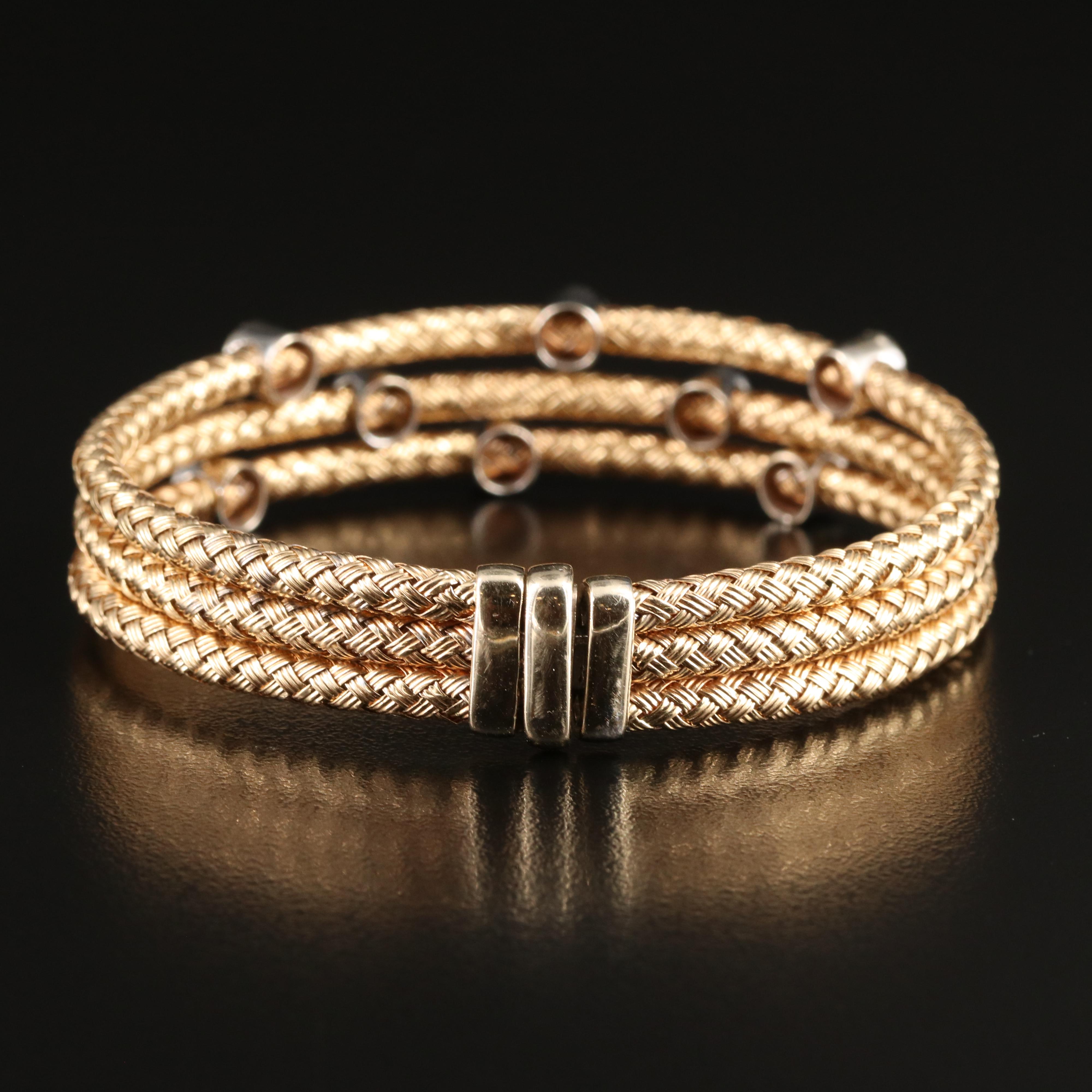 Italian 14K 0.49 CTW Diamond Woven Hinged Bangle