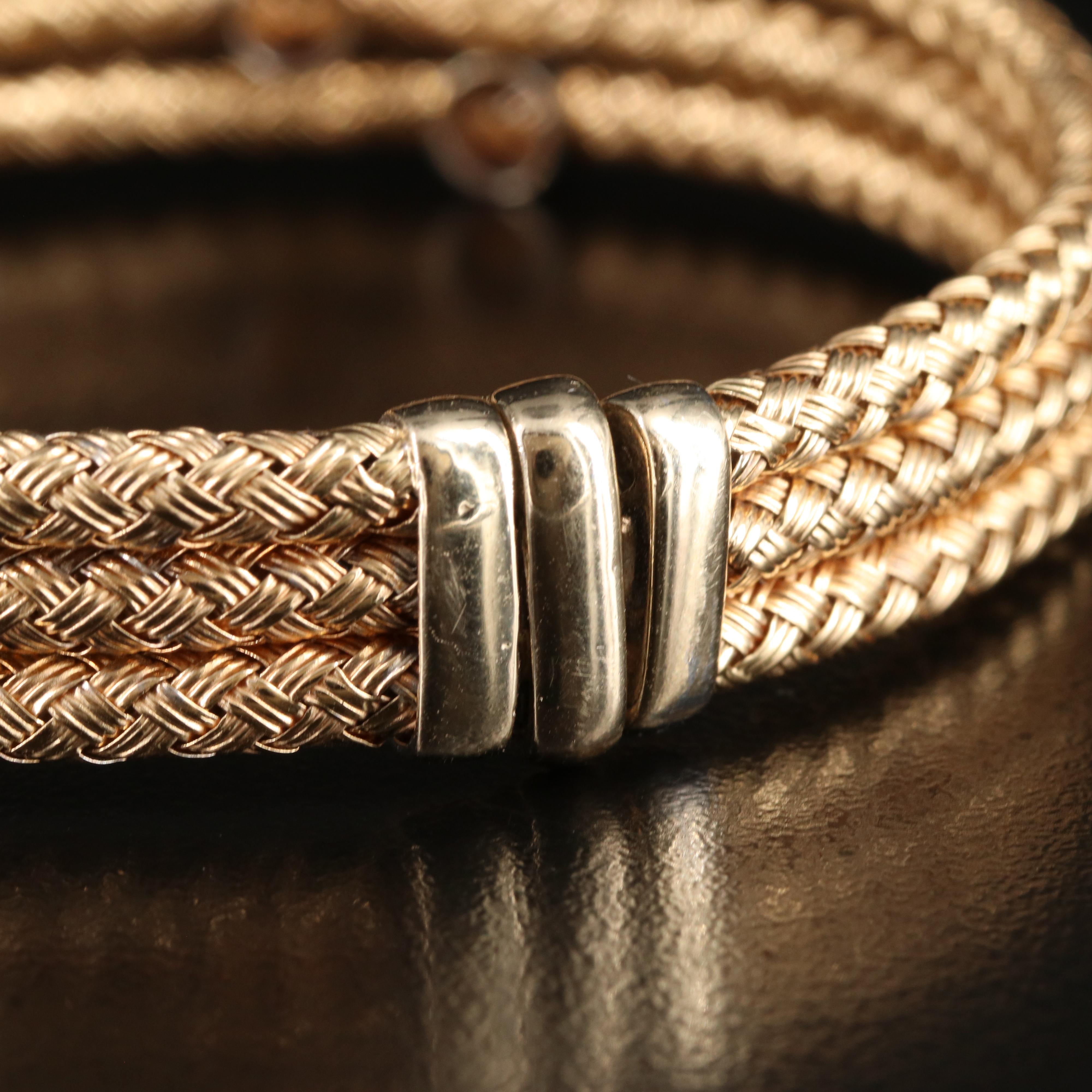 Italian 14K 0.49 CTW Diamond Woven Hinged Bangle