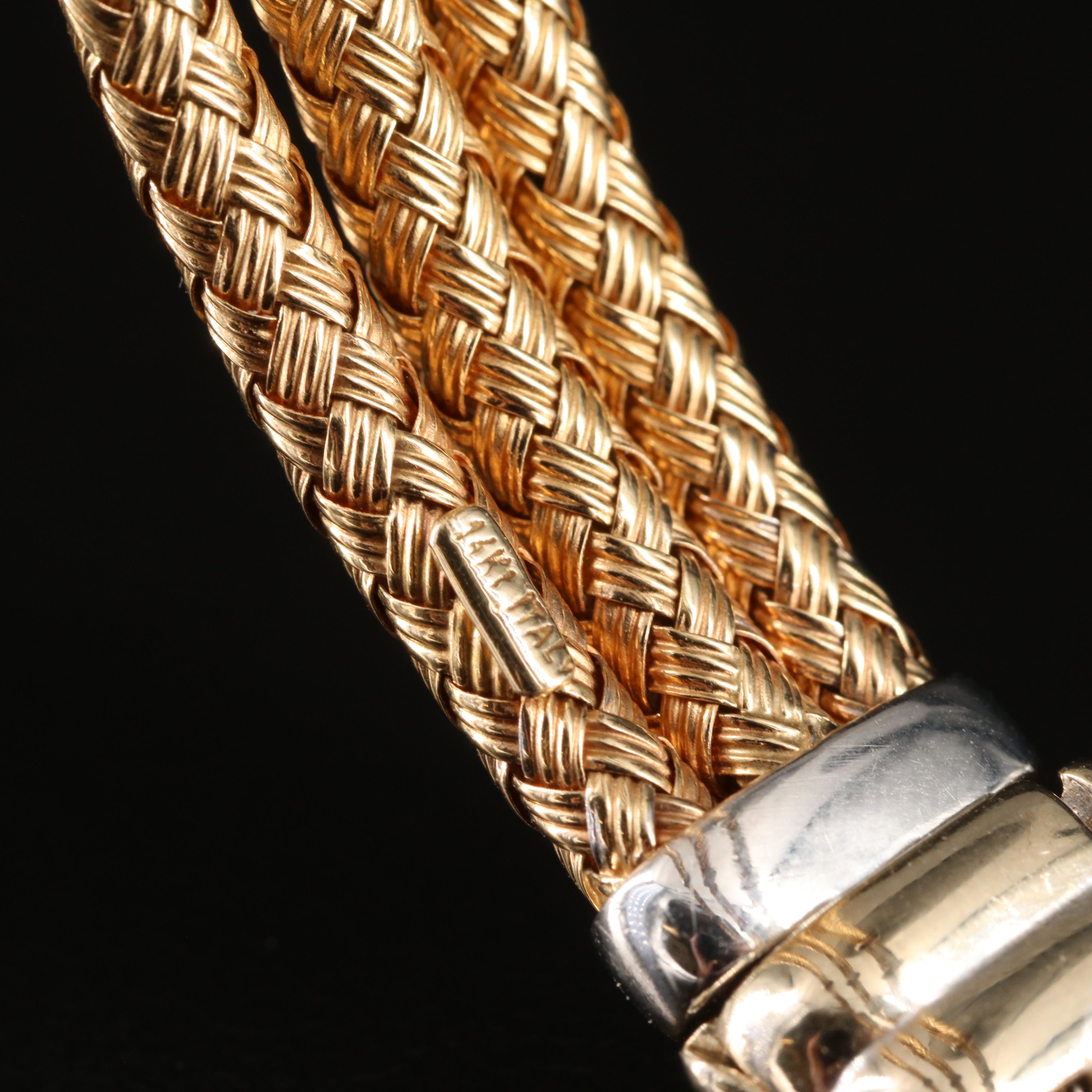 Italian 14K 0.49 CTW Diamond Woven Hinged Bangle