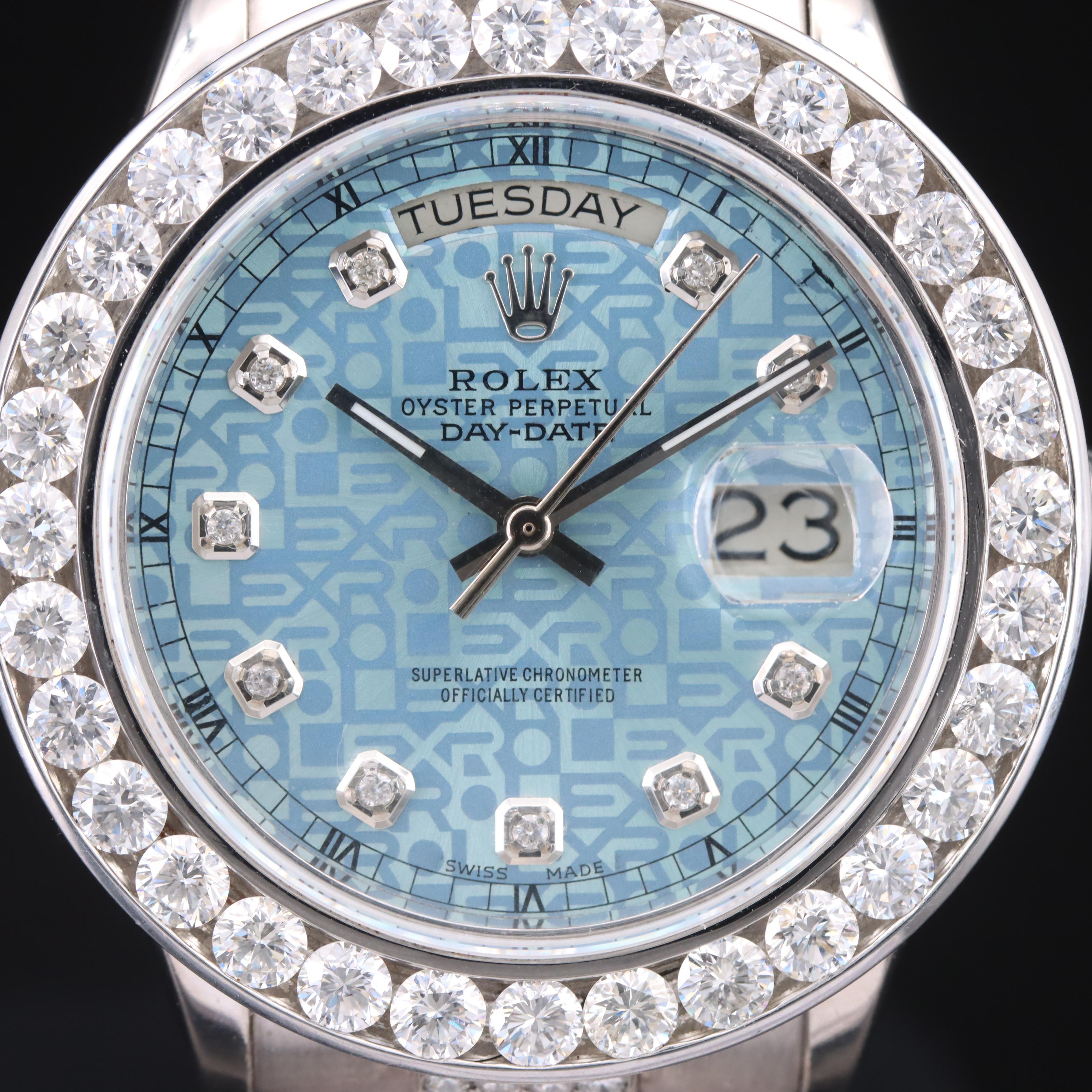 Rolex Day-Date 18K 12.50 CTW Diamond Watch