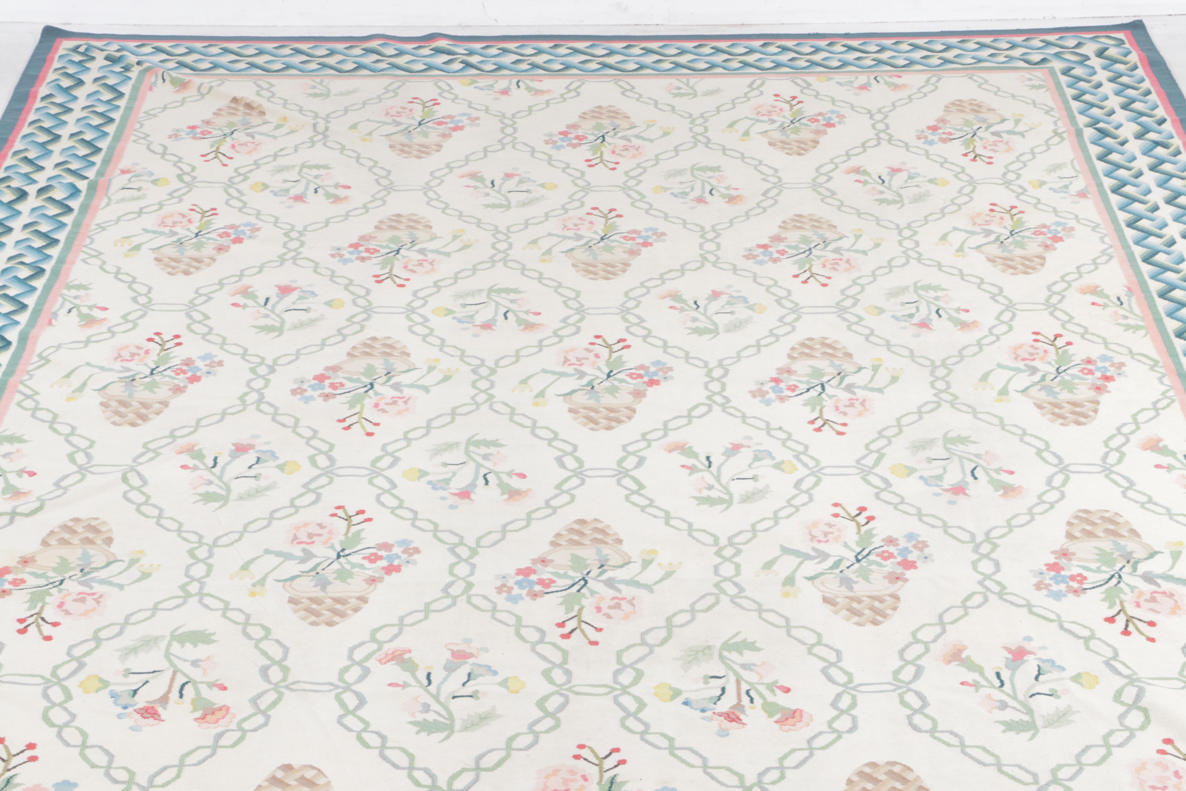 14'1 x 18'11 Handwoven Flatweave Bessarabian Kilim Room Sized Rug