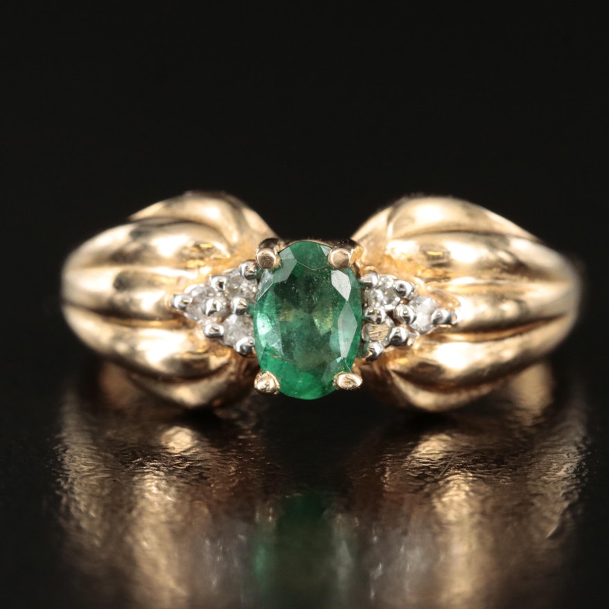 14K Emerald and Diamond Ring